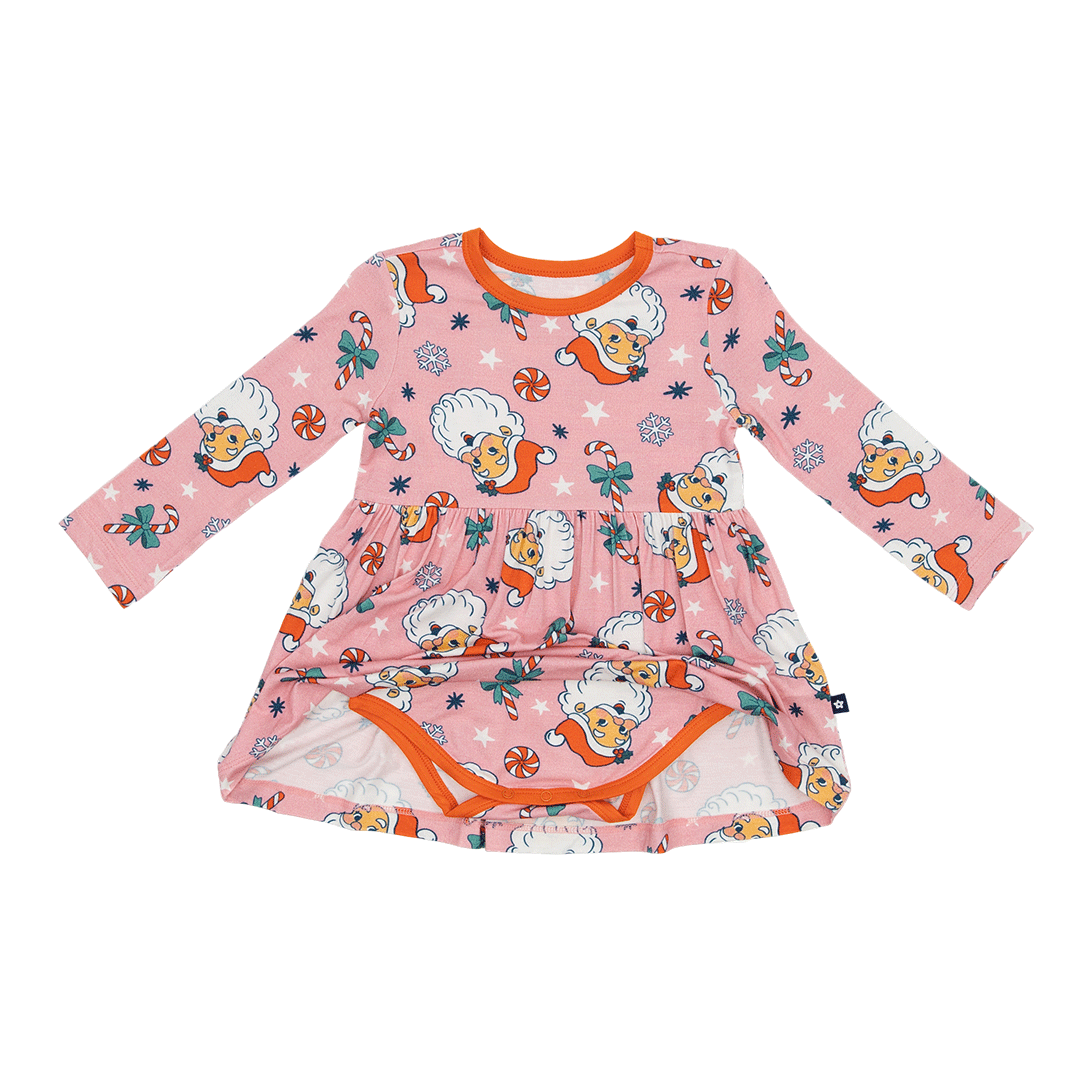Long Sleeve Twirl Dress in Santa Baby