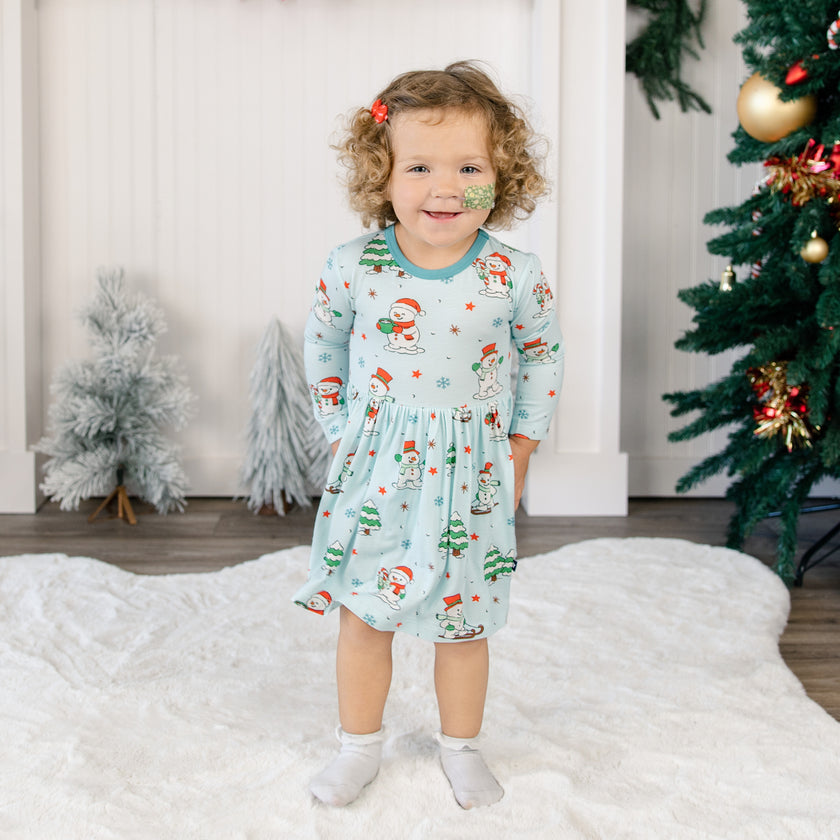 Long Sleeve Twirl Dress in Jingle and Glide