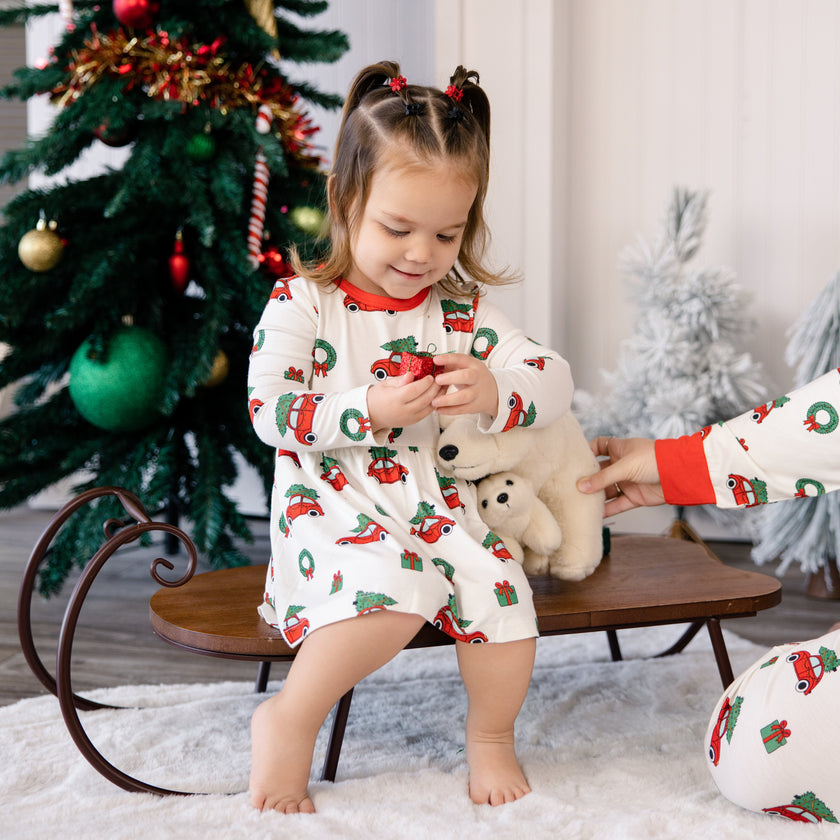 Long Sleeve Twirl Dress in Jingle Cars