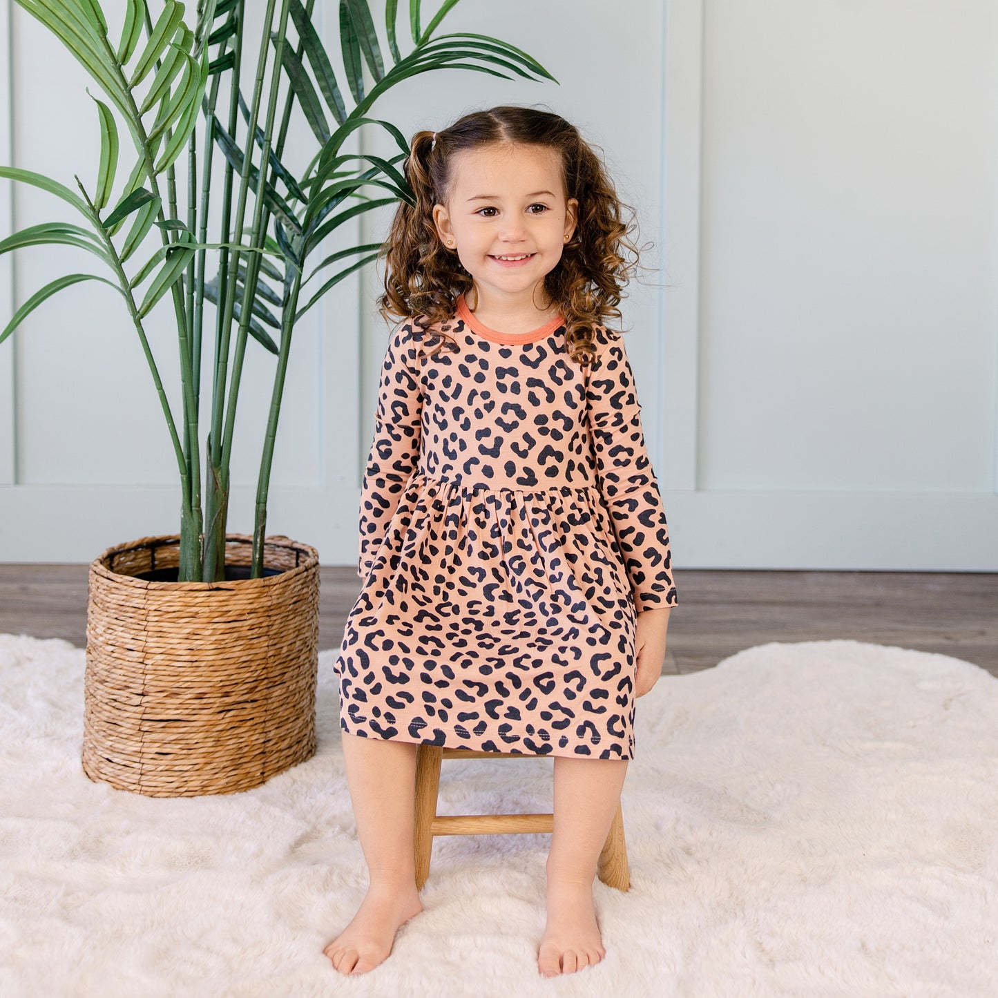 Long Sleeve Twirl Dress in Leopard