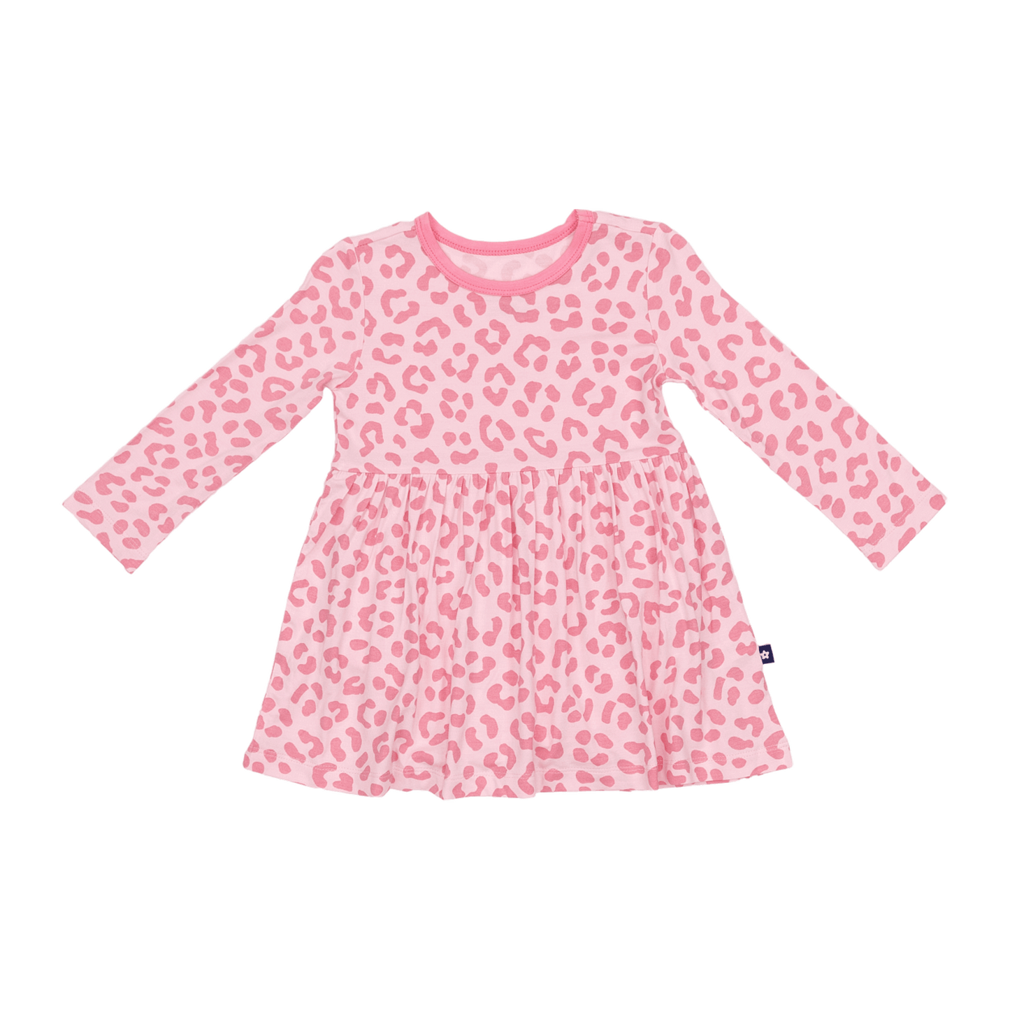 Long Sleeve Twirl Dress in Pink Leopard