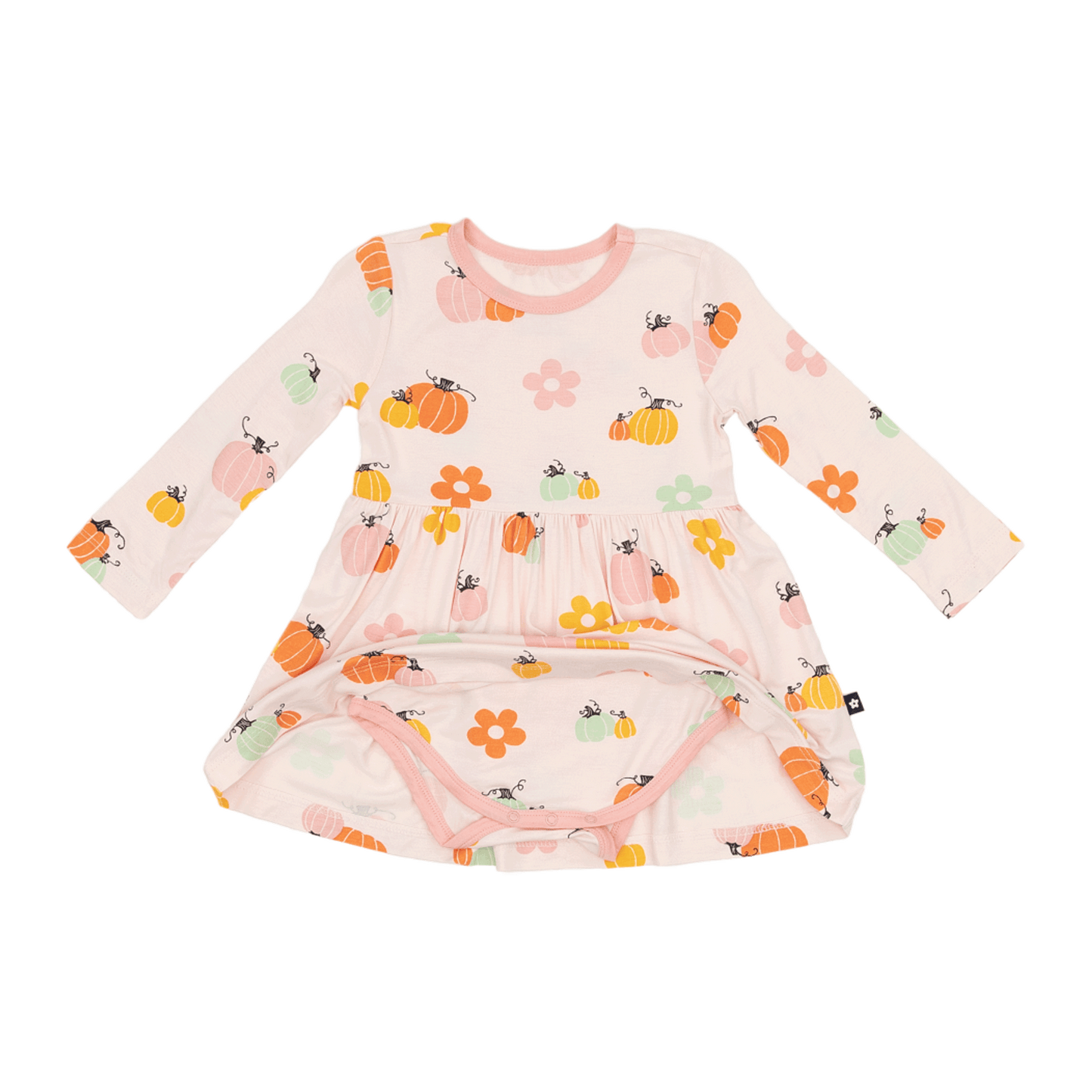 Long Sleeve Twirl Dress in Pumpkin Patch