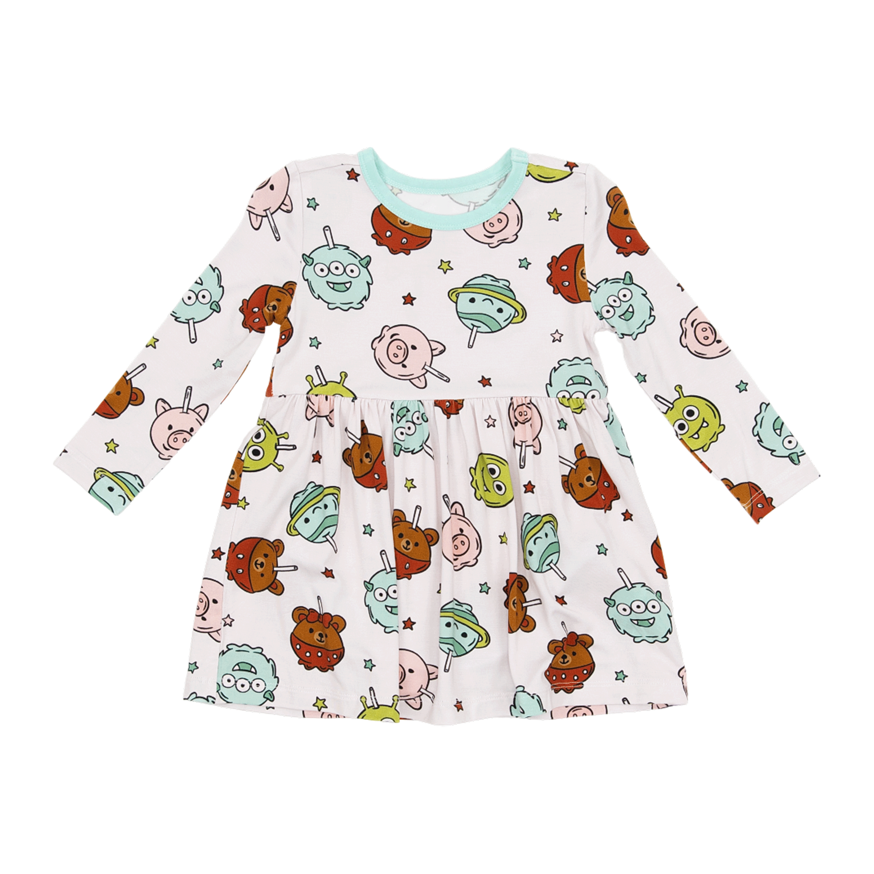 Larkspur Baby | Long Sleeve Twirl Dress in Sweet Squad 4T Larkspur Baby | Long Sleeve Twirl Dress in Sweet Squad 4T
