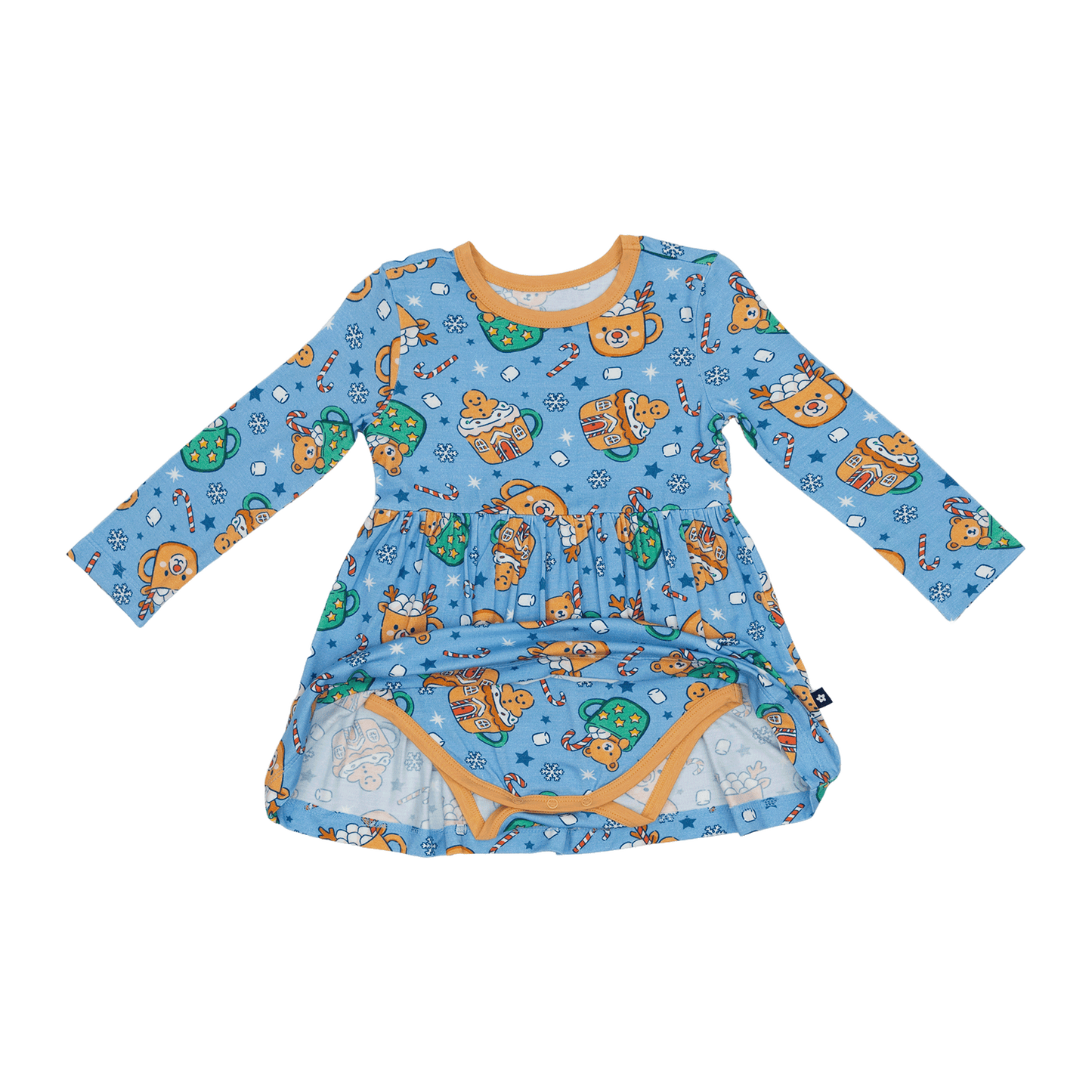 Long Sleeve Twirl Dress in Teddy Treat Time