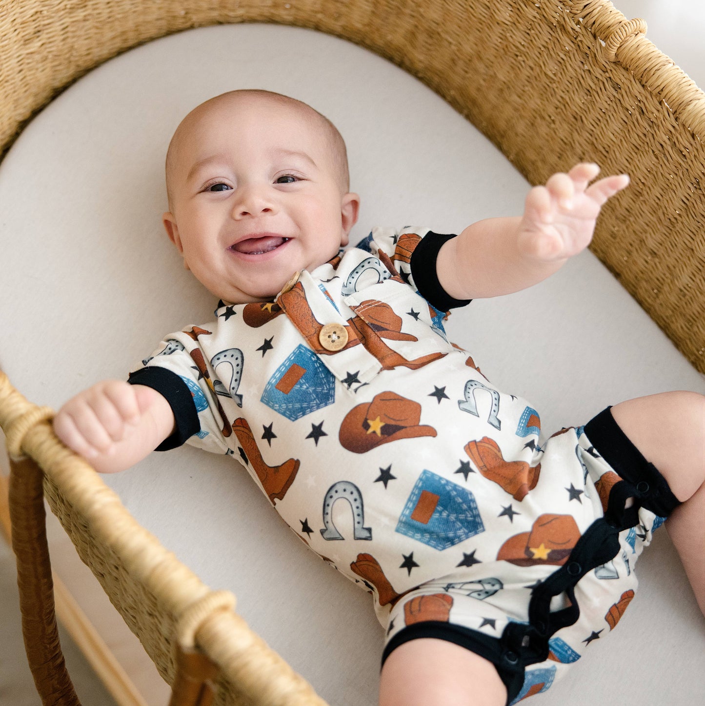 Short Romper in Cowboys and Denims