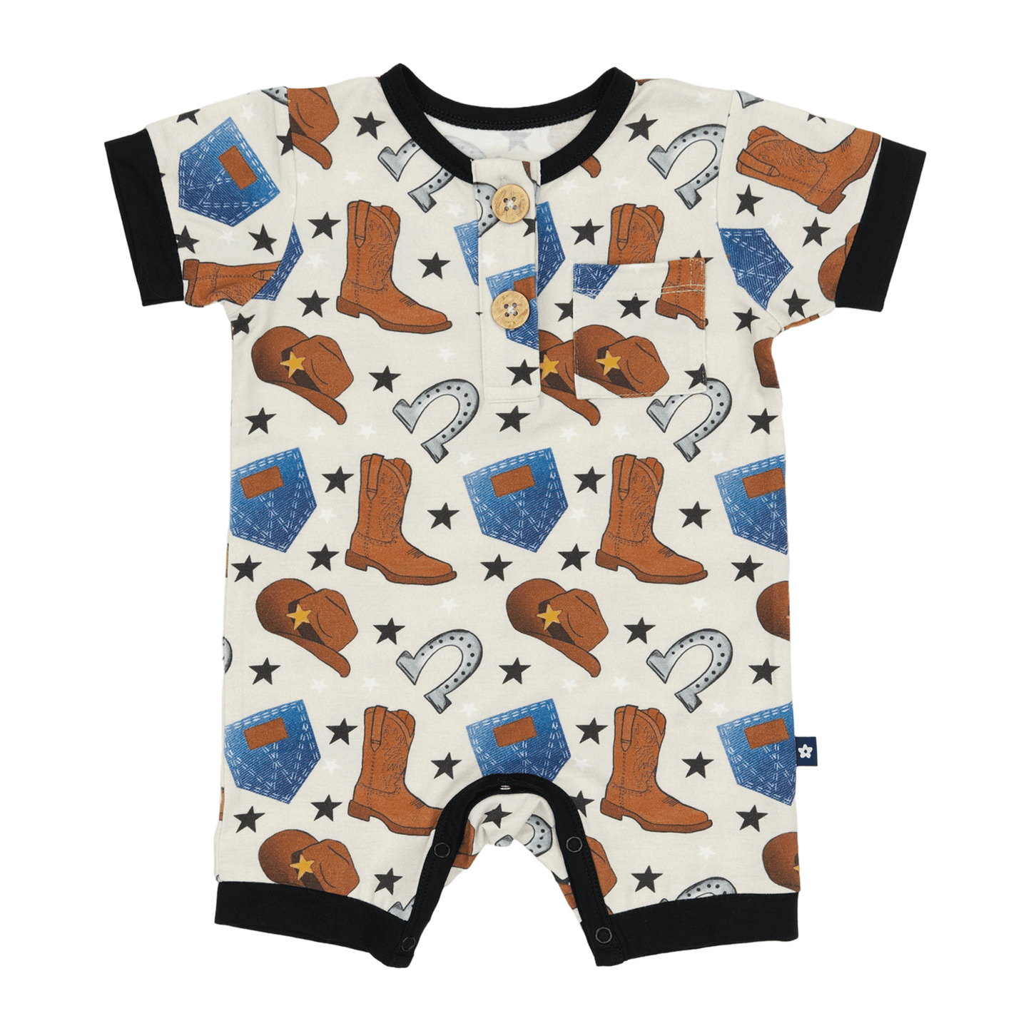 Short Romper in Cowboys and Denims