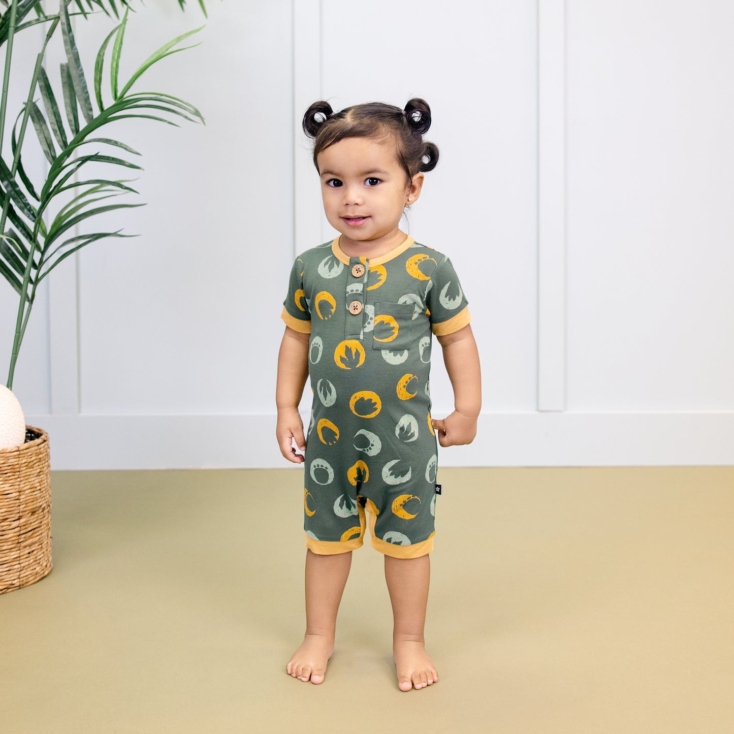 Short Romper in Dino Dots