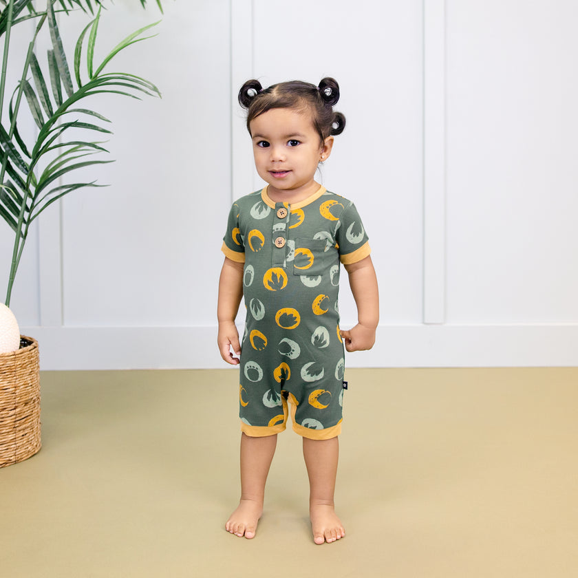 Short Romper in Dino Dots