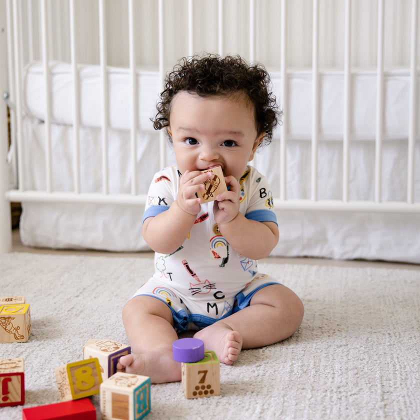 Short Romper in Lively Letters