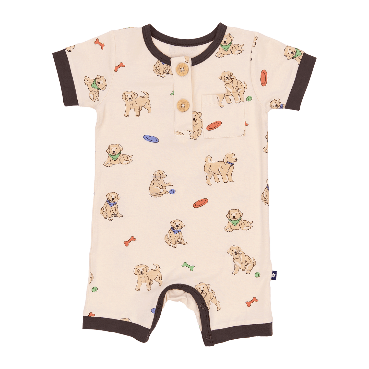 Short Romper in Playful Pups