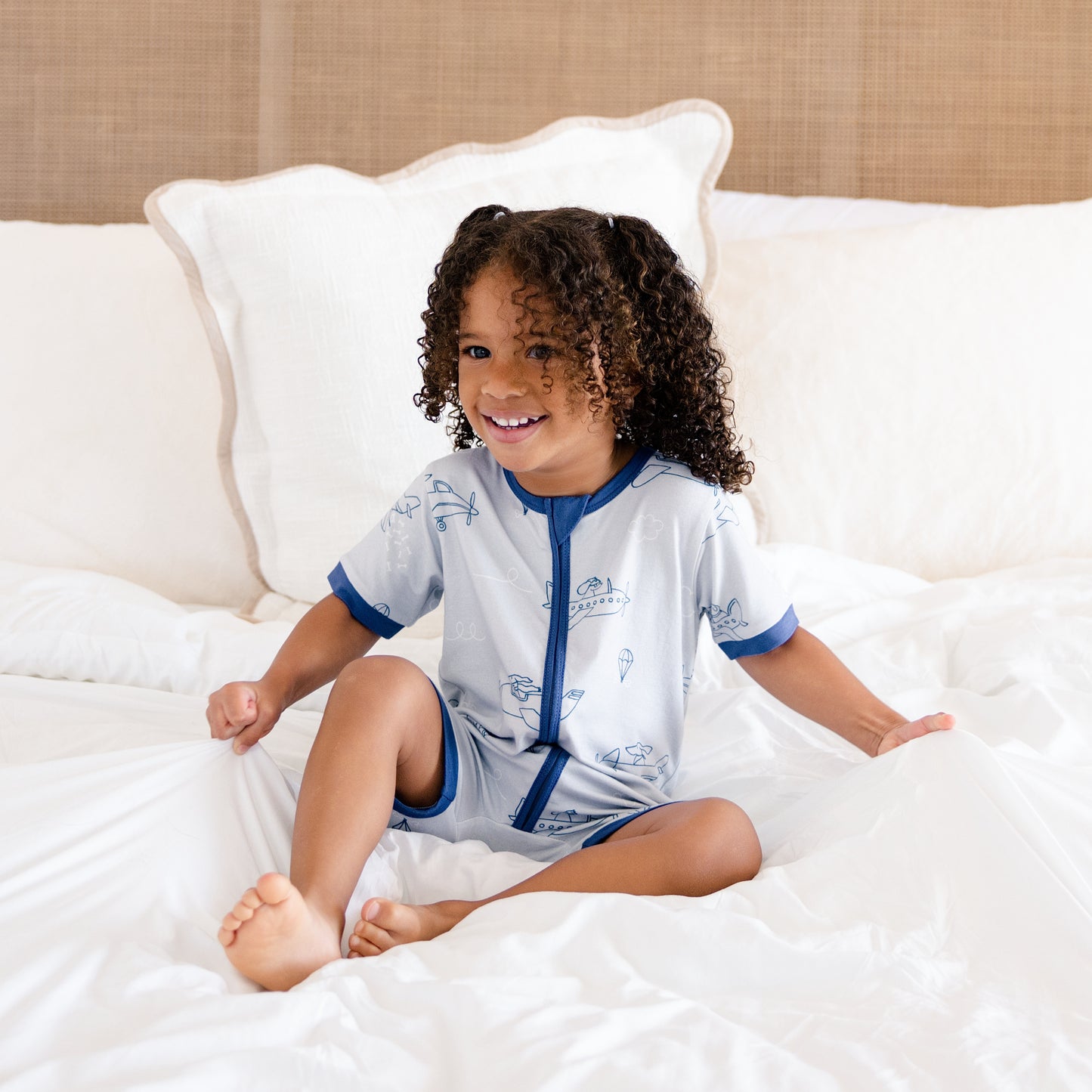 Short Zip Romper in Flurry Fliers