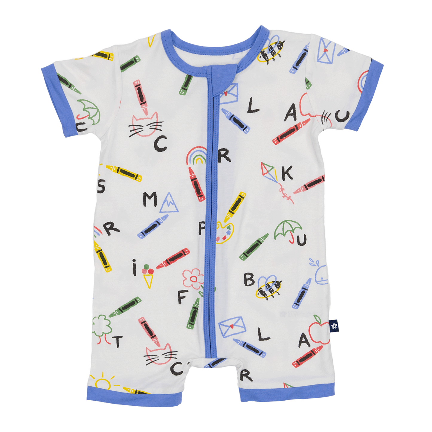 Short Zip Romper in Lively Letters
