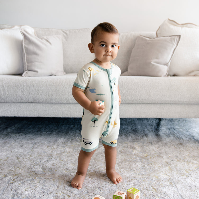 Short Zip Romper in Safari