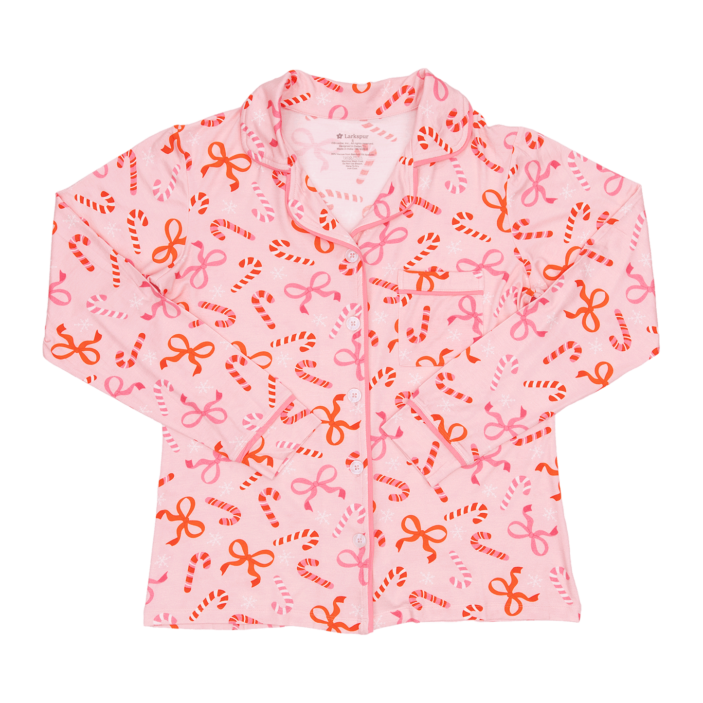 Women's Long Pajama Set in Ribbon and Cheer