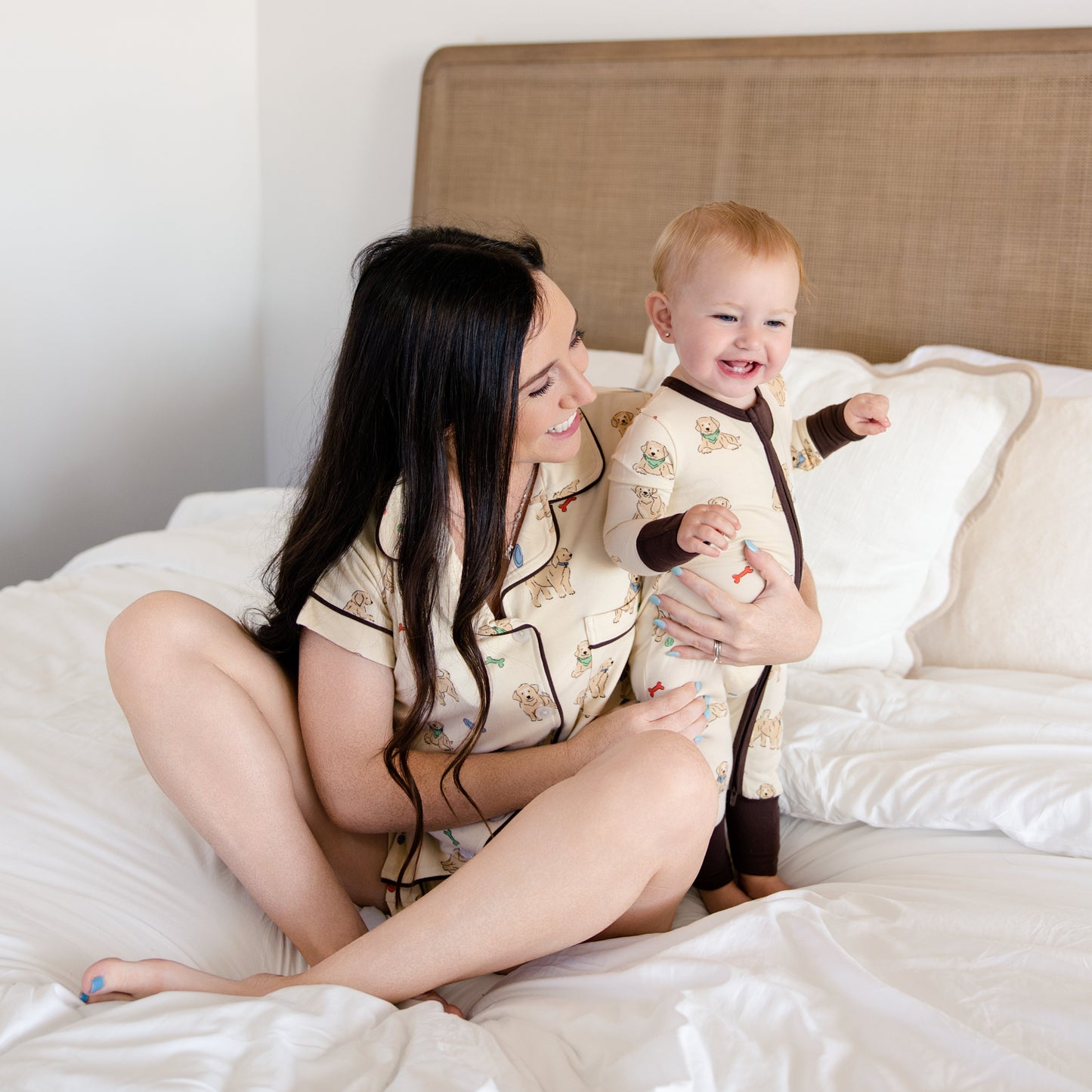 Women's Short Pajama Set in Playful Pups