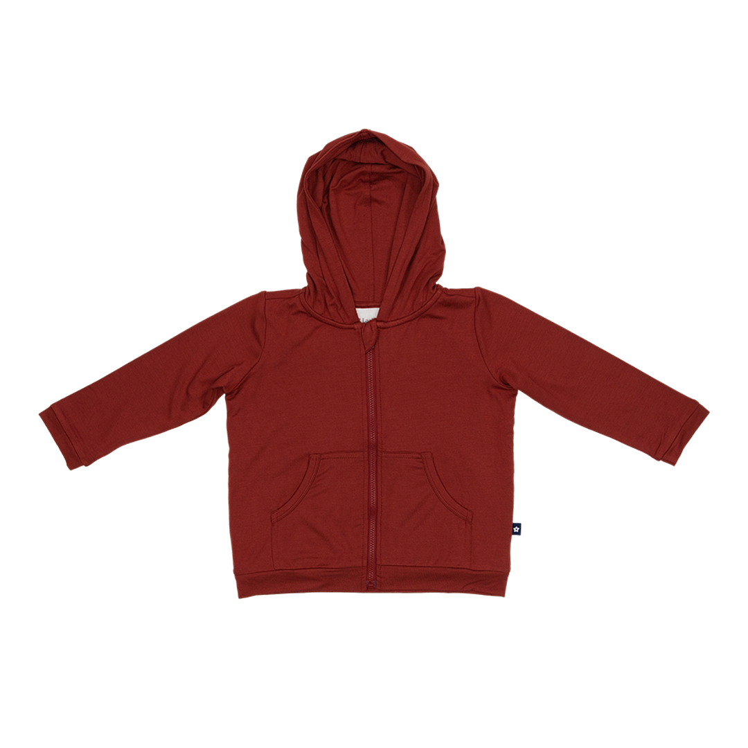 Zip Hoodie in Carriage Red