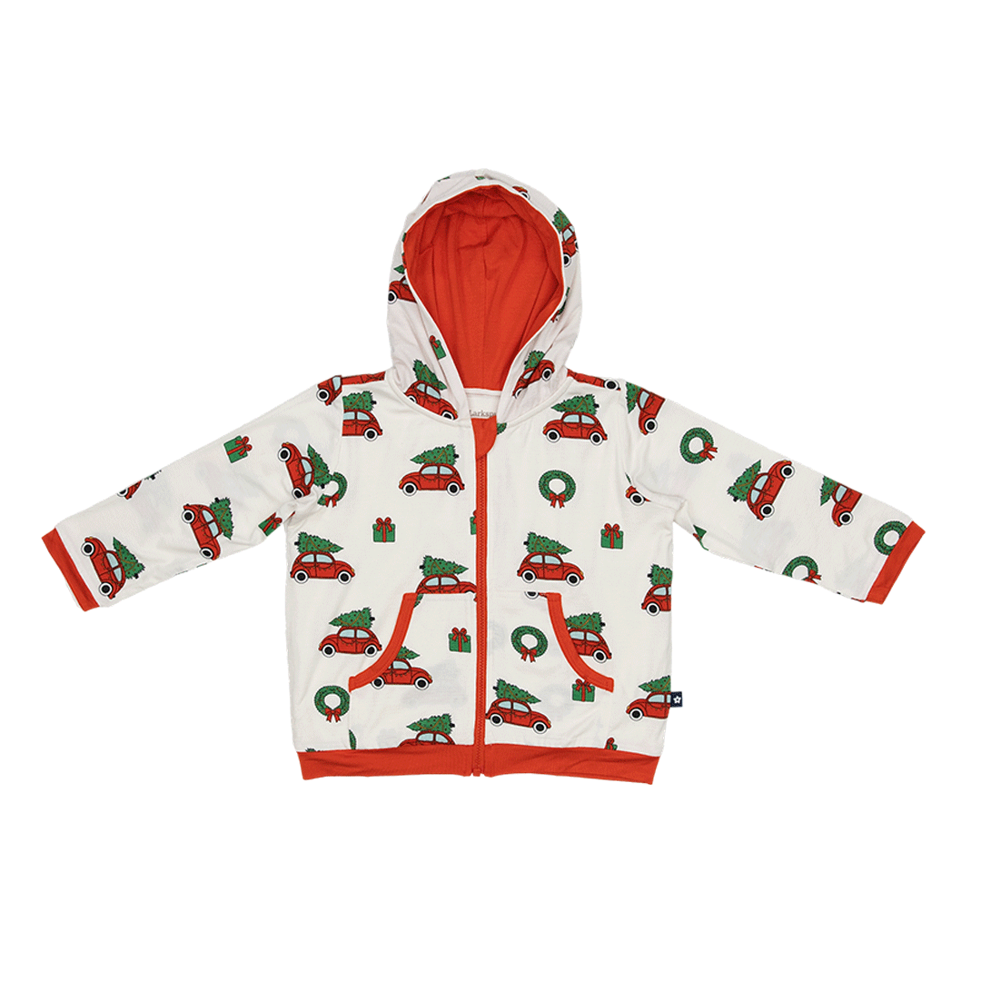 Zip Hoodie in Jingle Cars