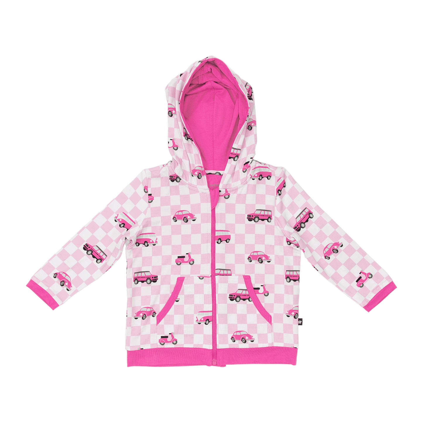 Zip Hoodie in Pink Wheels