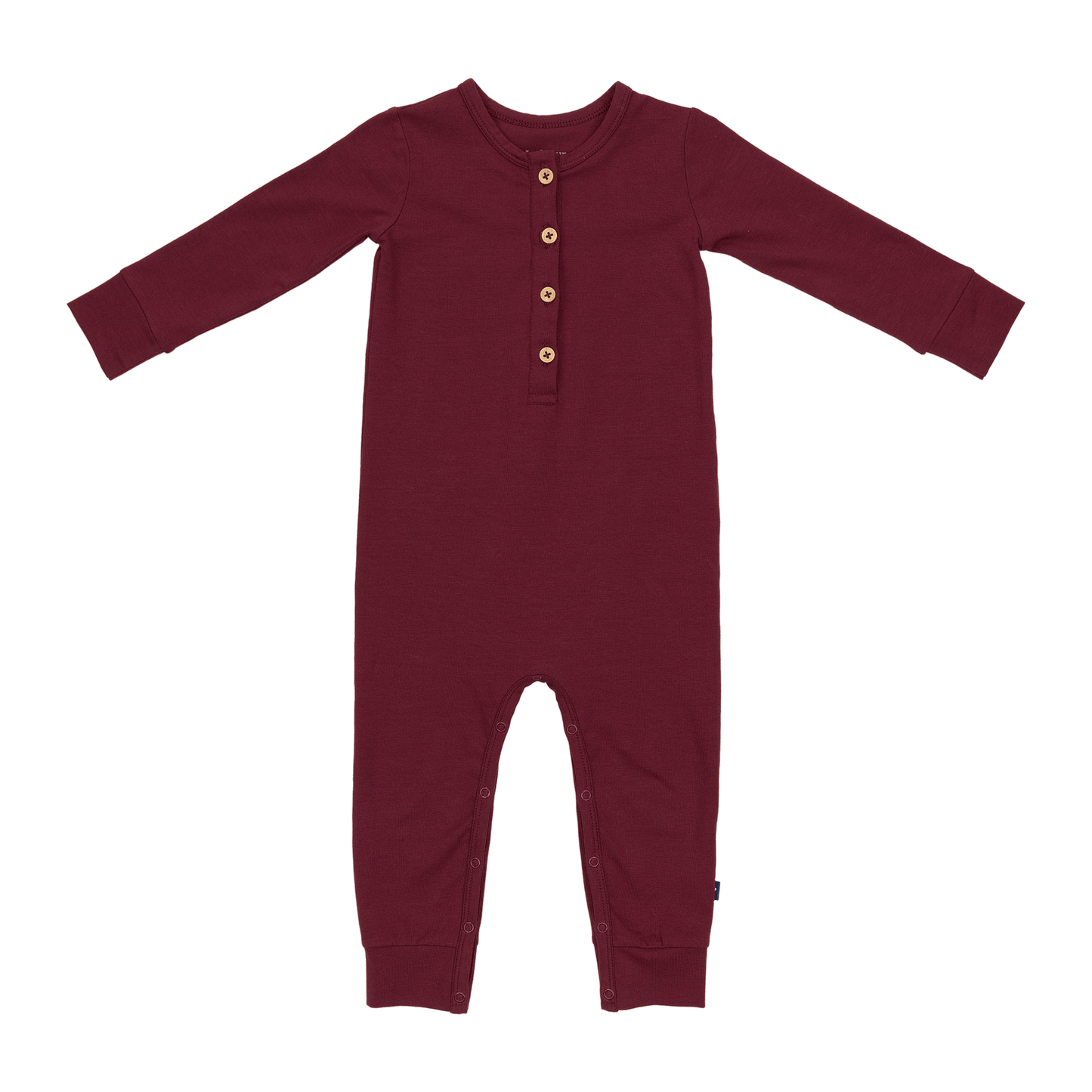 Long Sleeve Henley Romper in Plum Wine