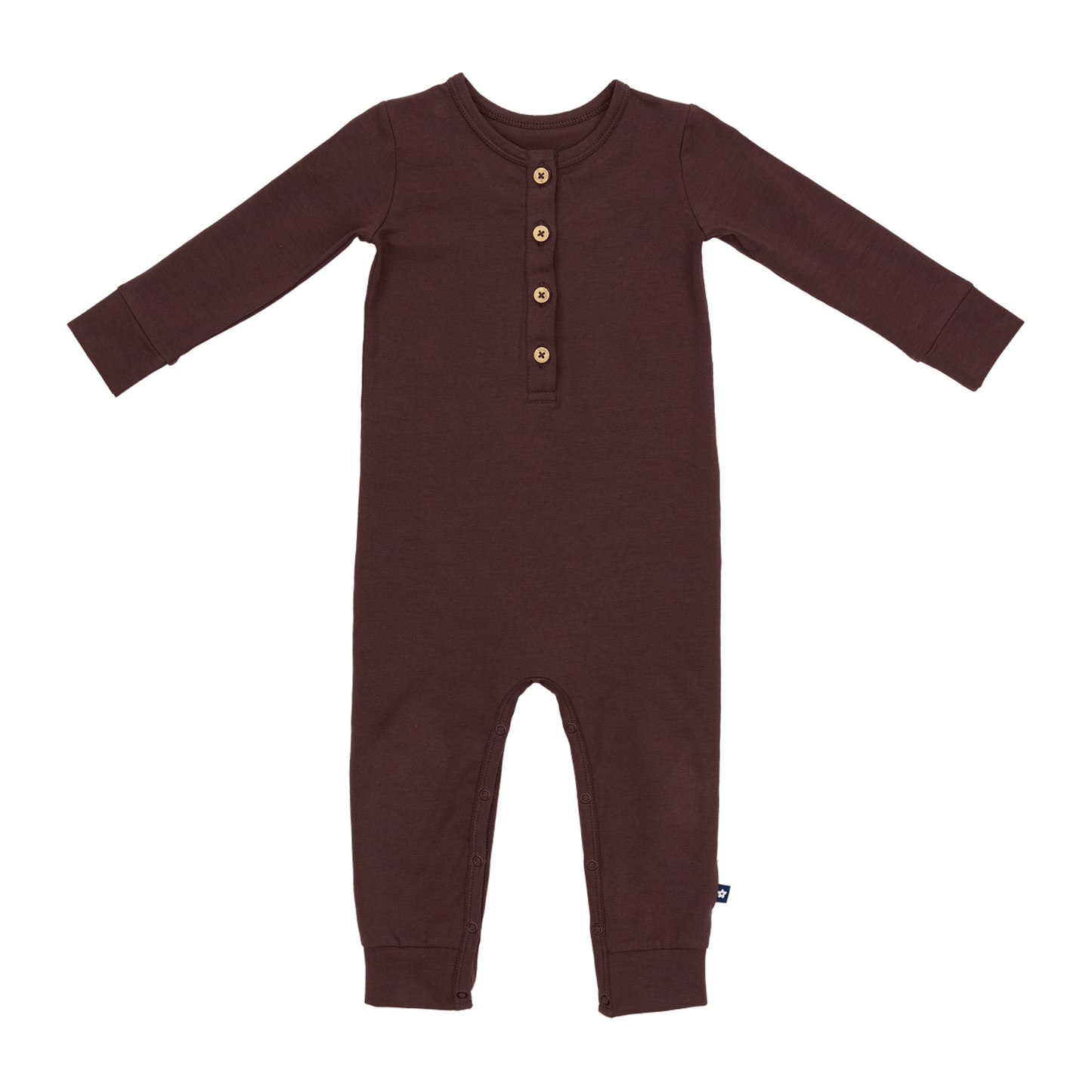 Long Sleeve Henley Romper in Truffle