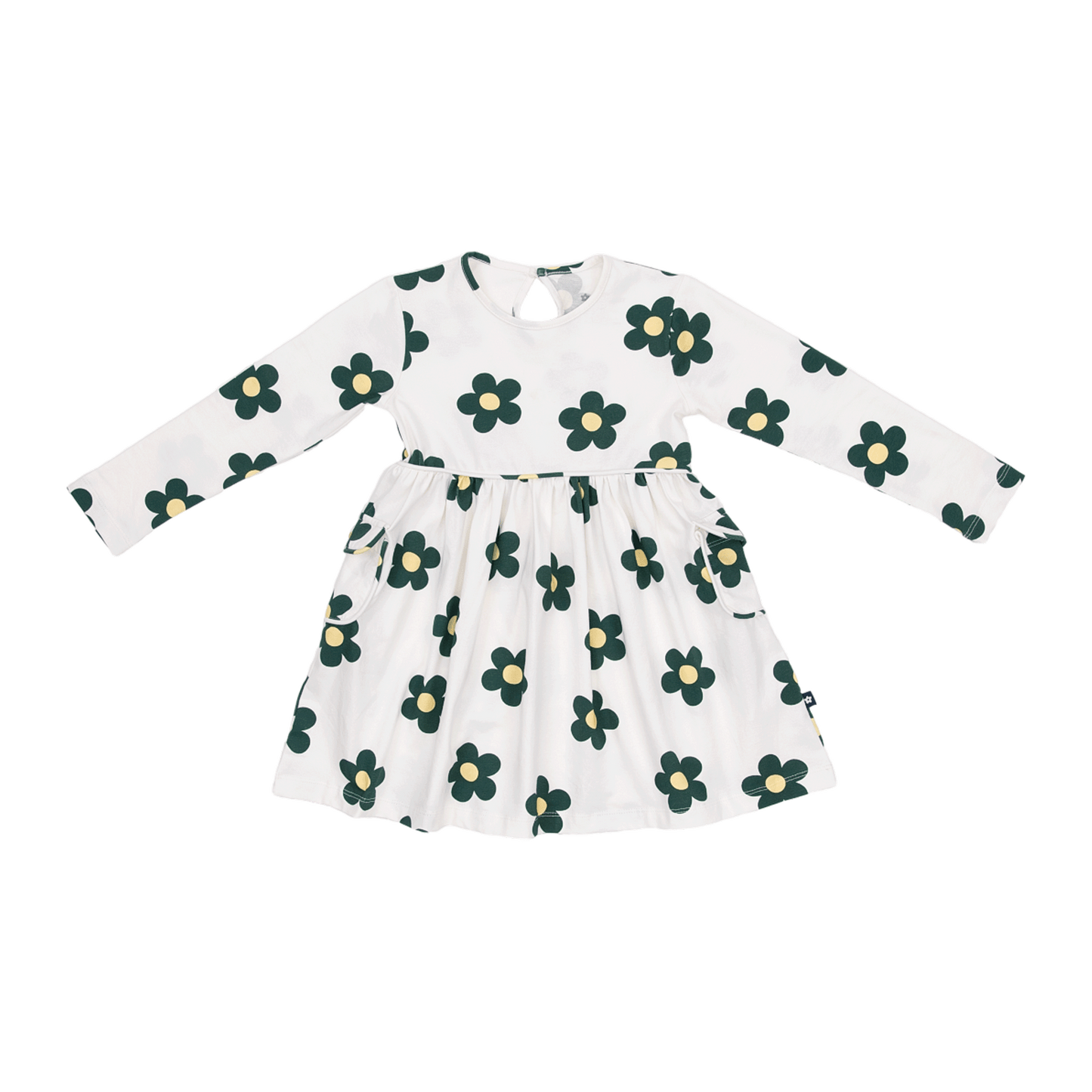 Long sleeve Skater Dress with Pockets in Flower Power