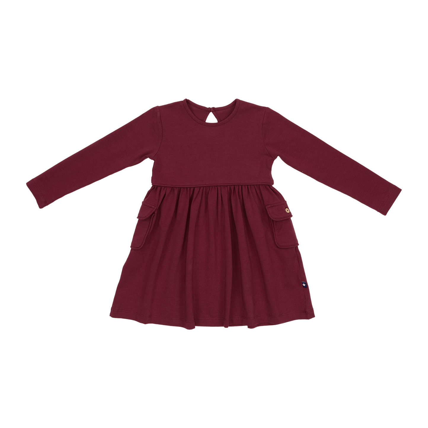 Long sleeve Skater Dress with Pockets in Plum Wine