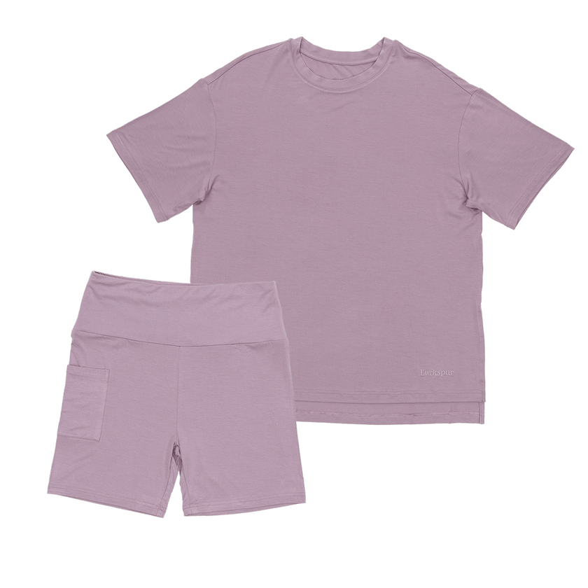 Women's Biker Short Set in Lilac Mist