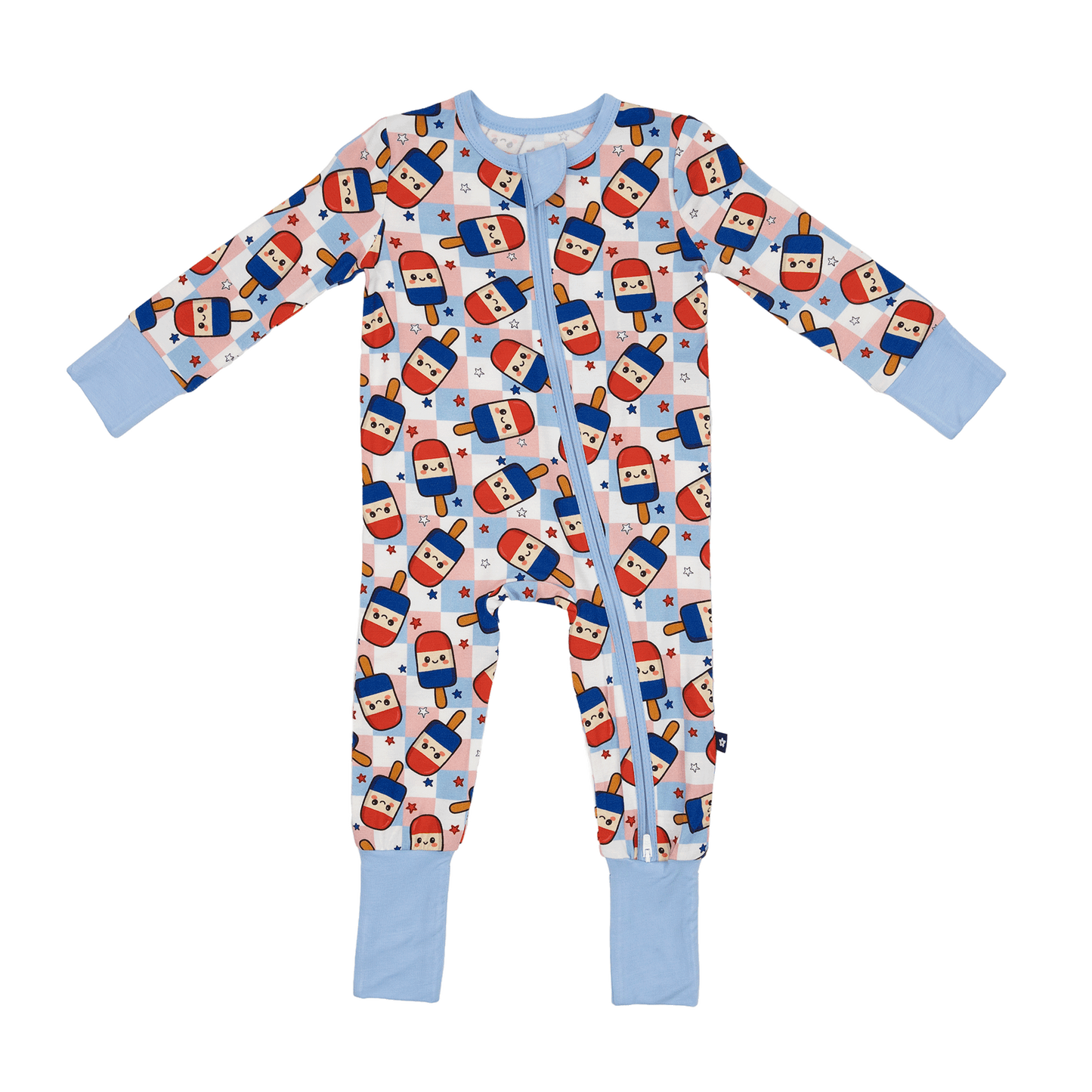 Convertible Footed Romper in Patriot Pops