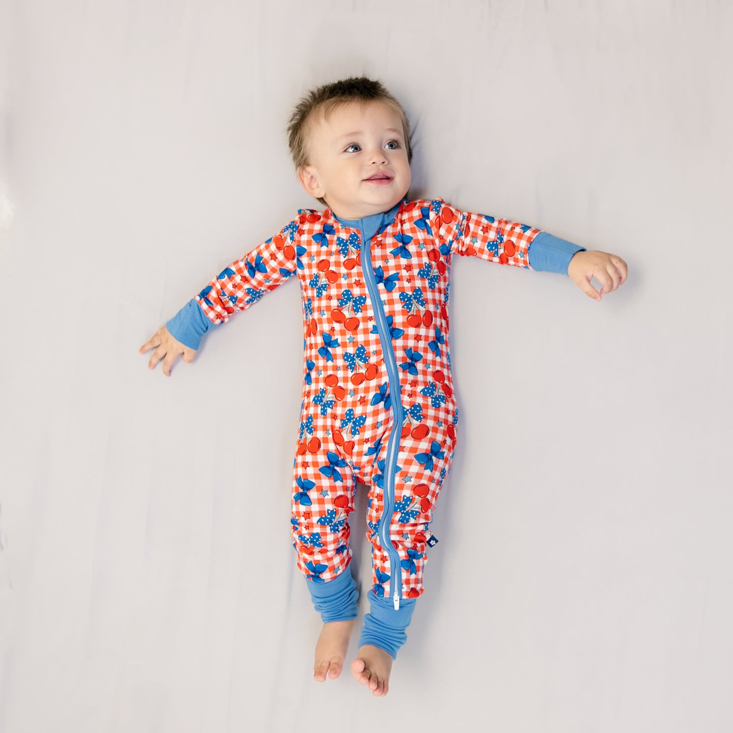 Convertible Footed Romper in Cherry Delight