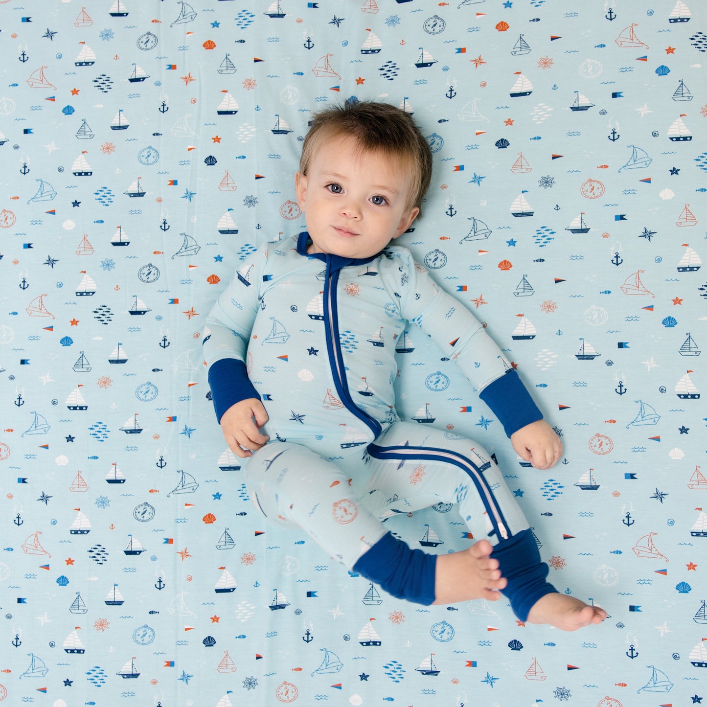 Convertible Footed Romper in Ship Shape