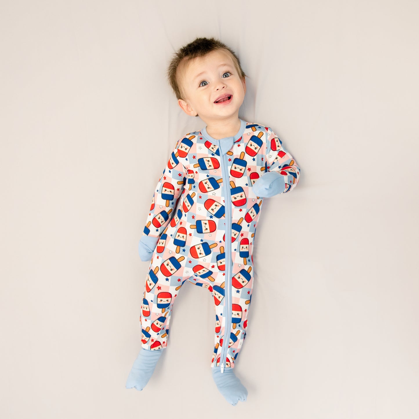Convertible Footed Romper in Patriot Pops