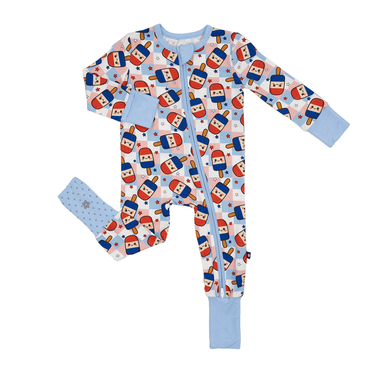 Convertible Footed Romper in Patriot Pops