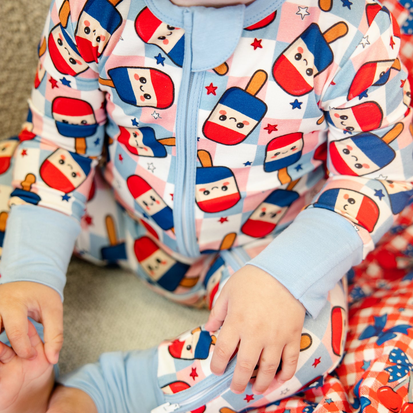 Convertible Footed Romper in Patriot Pops