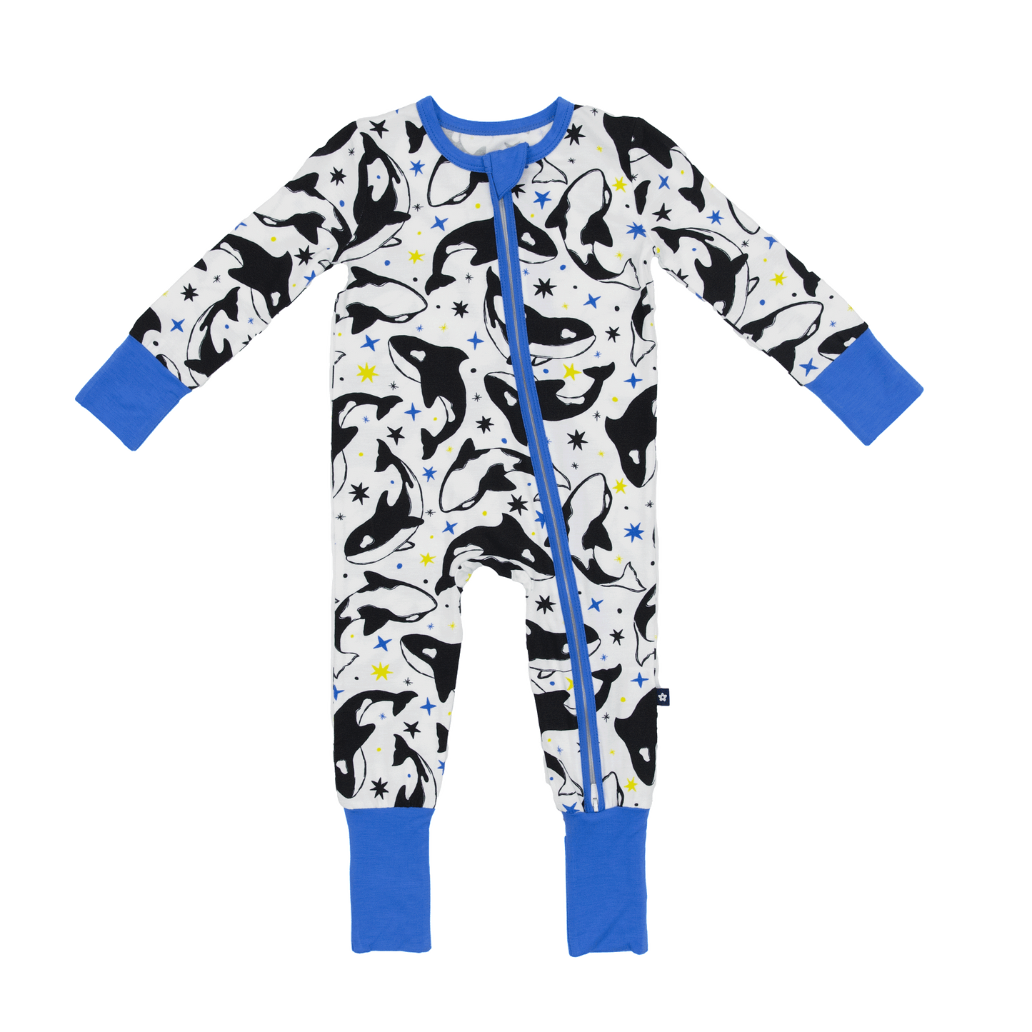 Convertible Footed Romper in Dancing Orcas