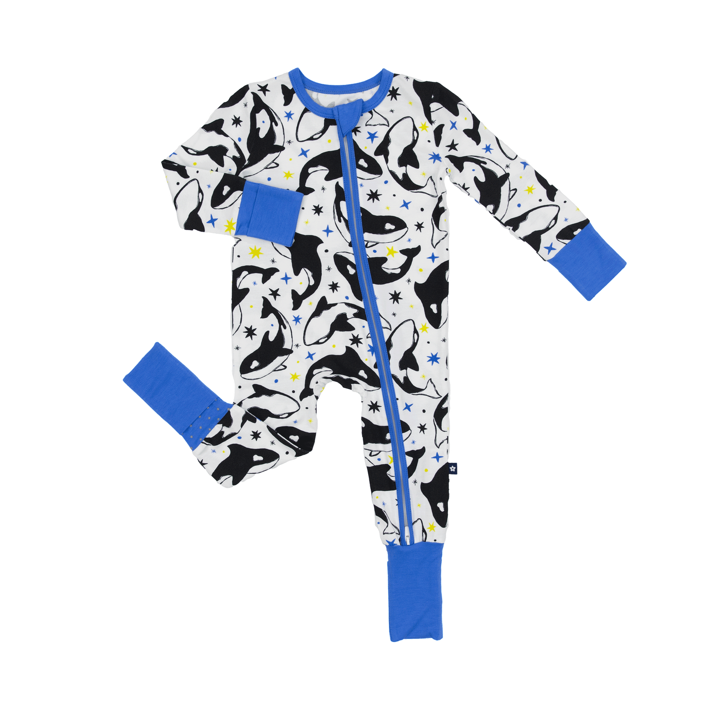 Convertible Footed Romper in Dancing Orcas