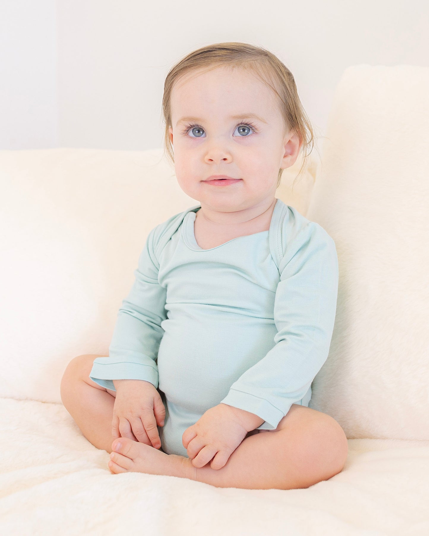 Long Sleeve Bodysuit in Aqua