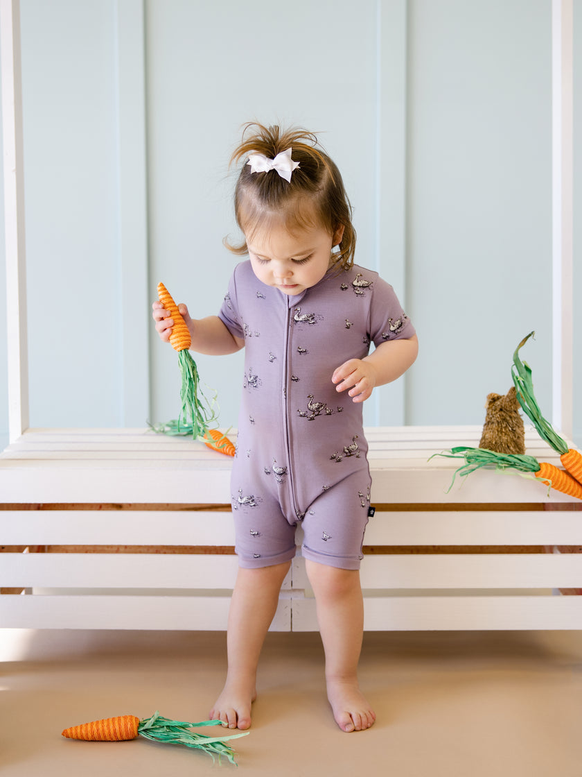 Short Zip Romper in Silly Goose