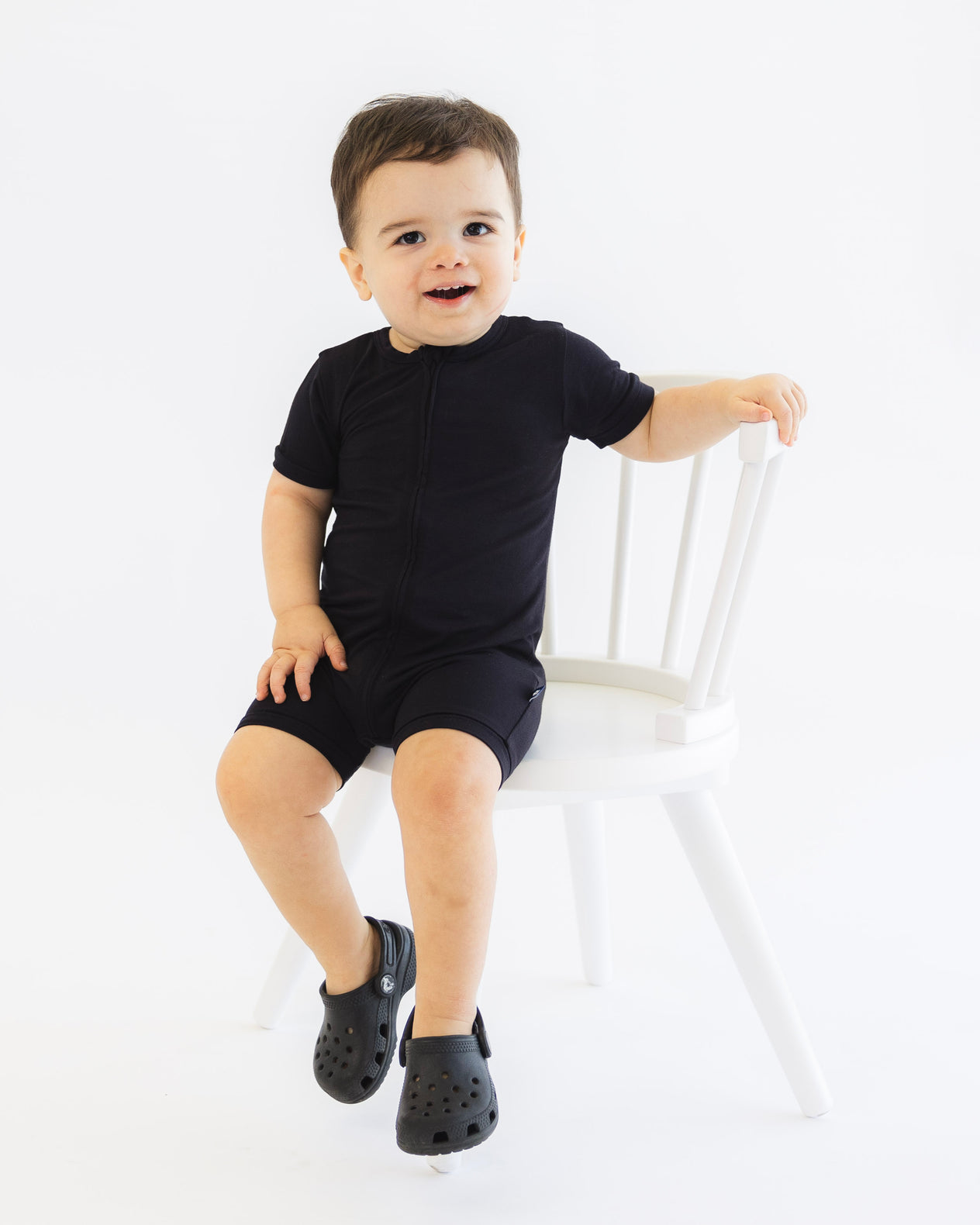 Short Zip Romper in Black