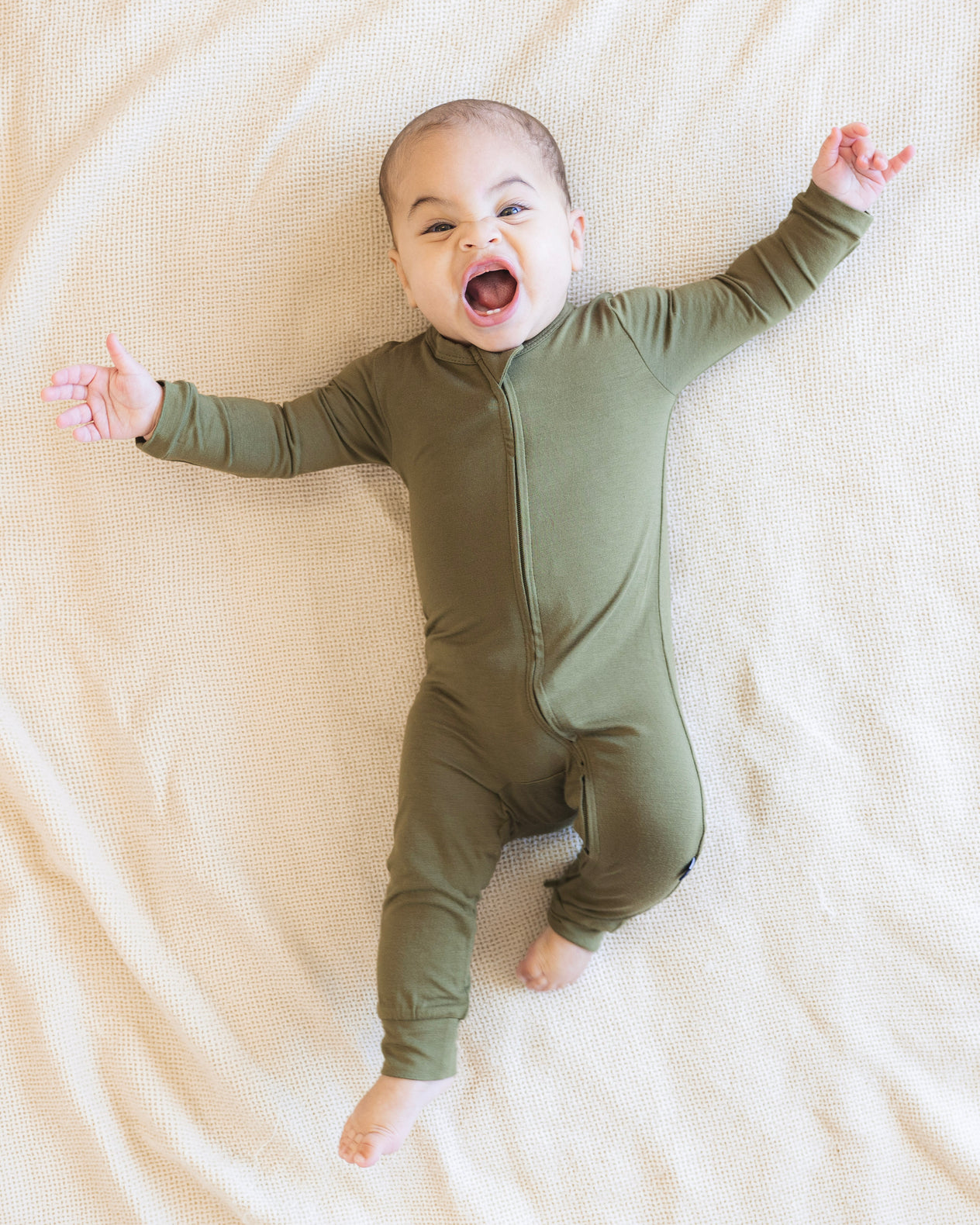 Zip Romper in Olive