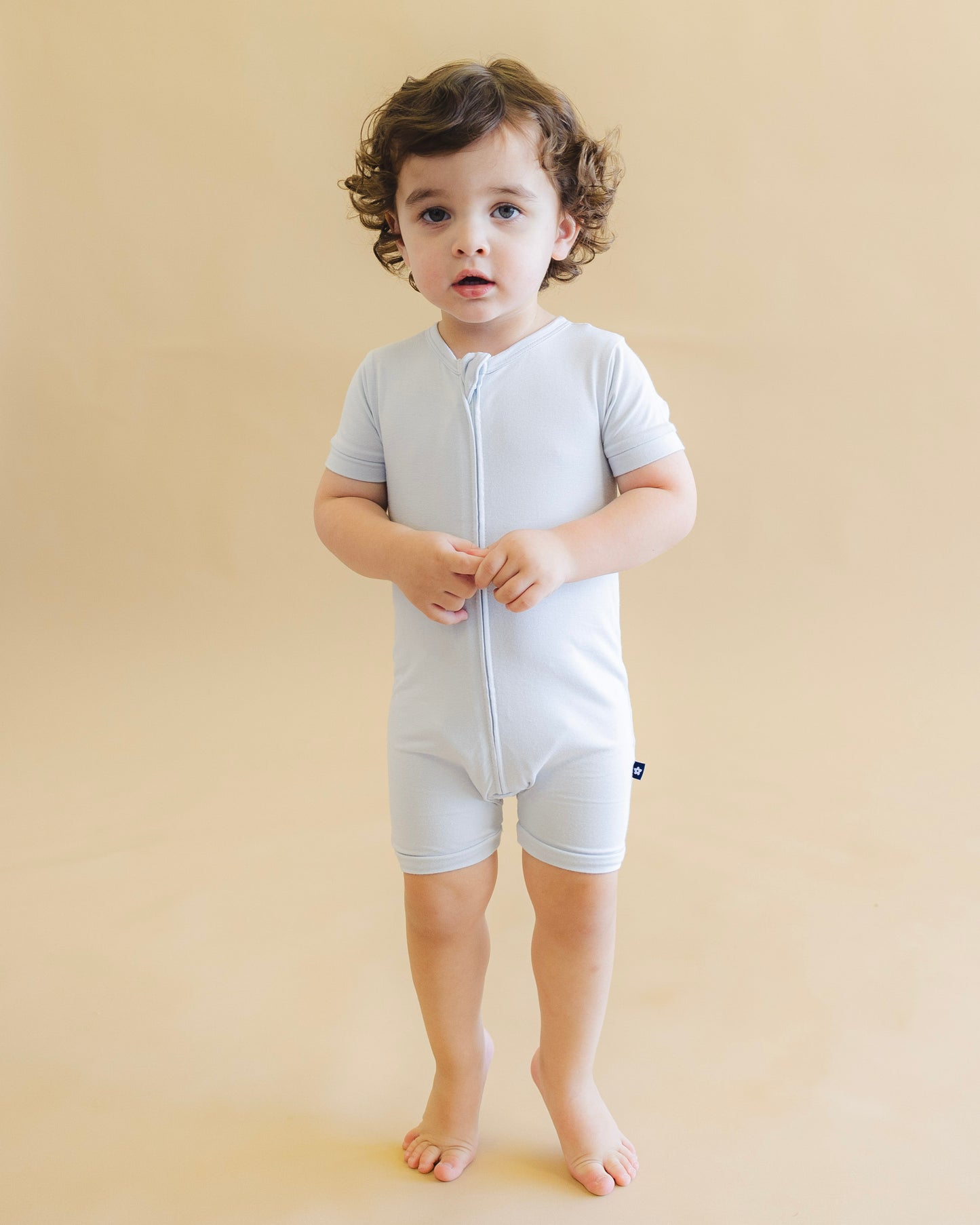 Short Zip Romper in Cloud