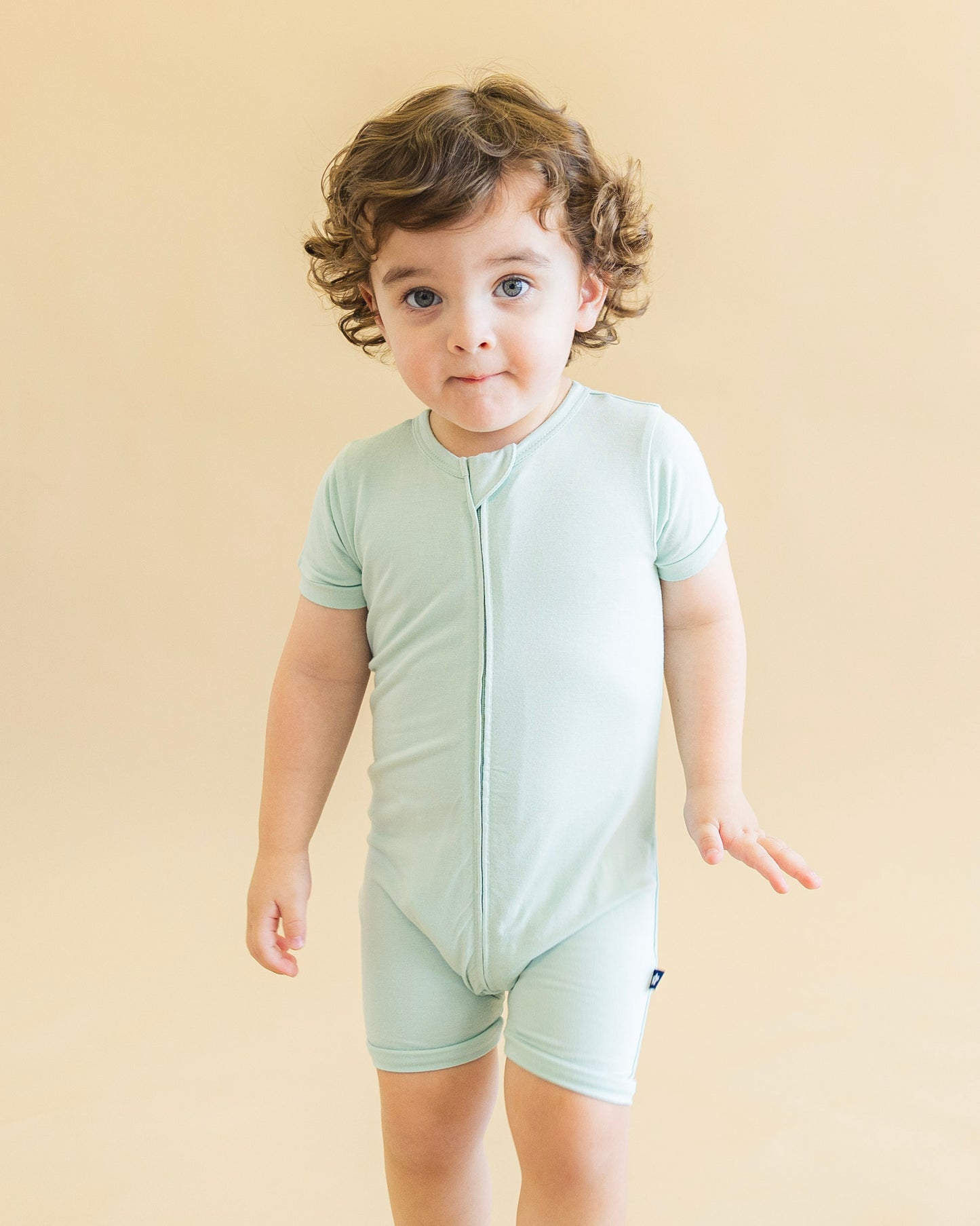 Short Zip Romper in Aqua