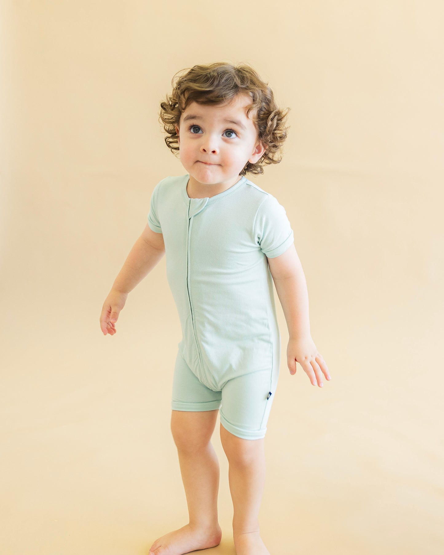 Short Zip Romper in Aqua