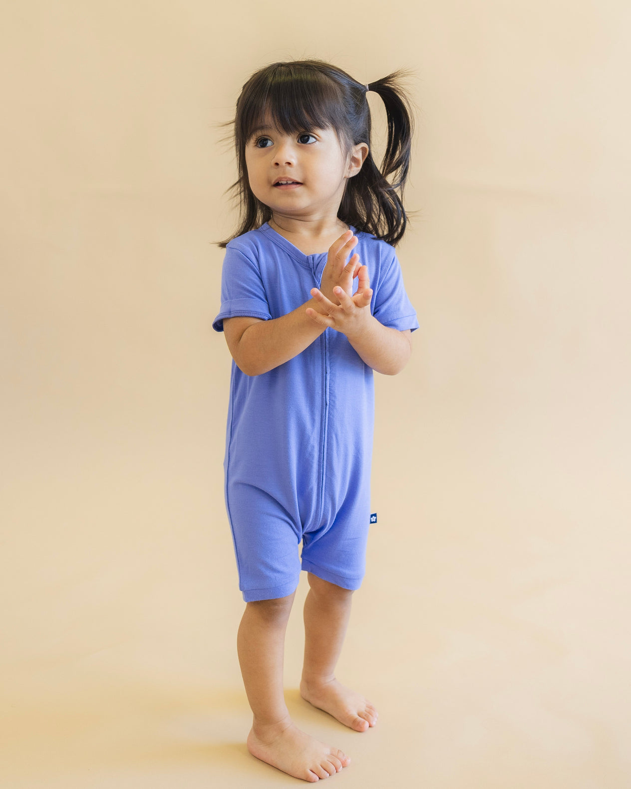 Short Zip Romper in Periwinkle