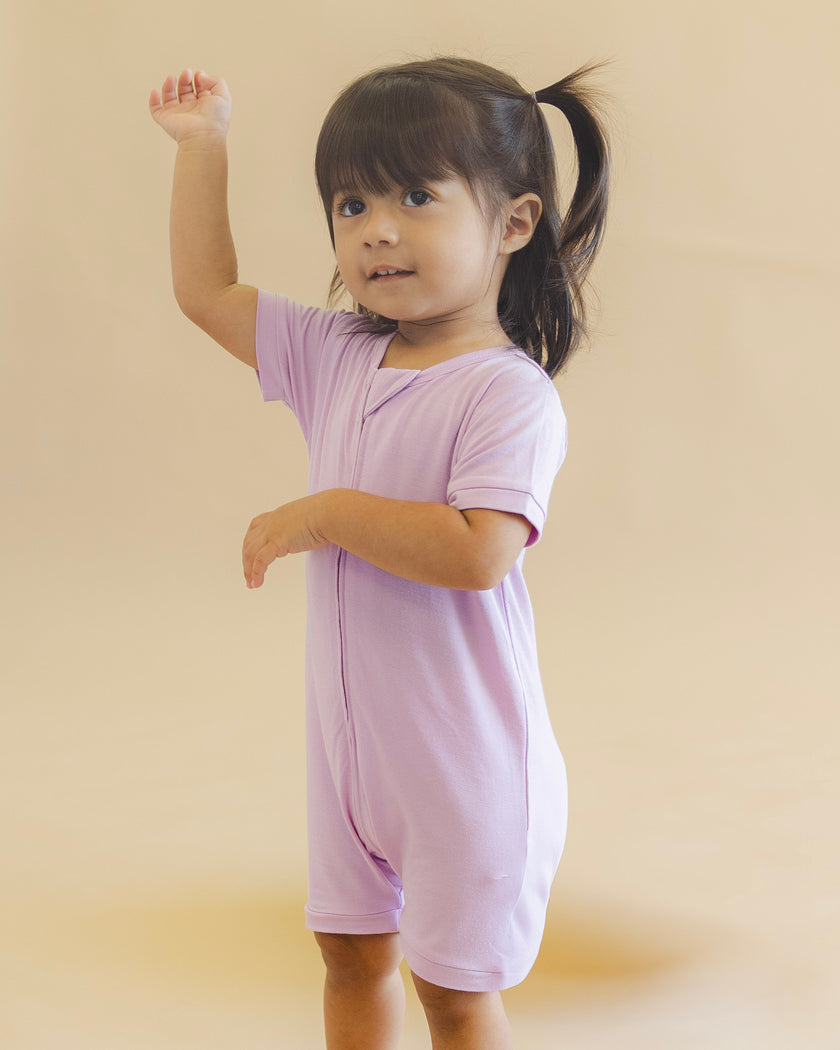 Short Zip Romper in Orchid