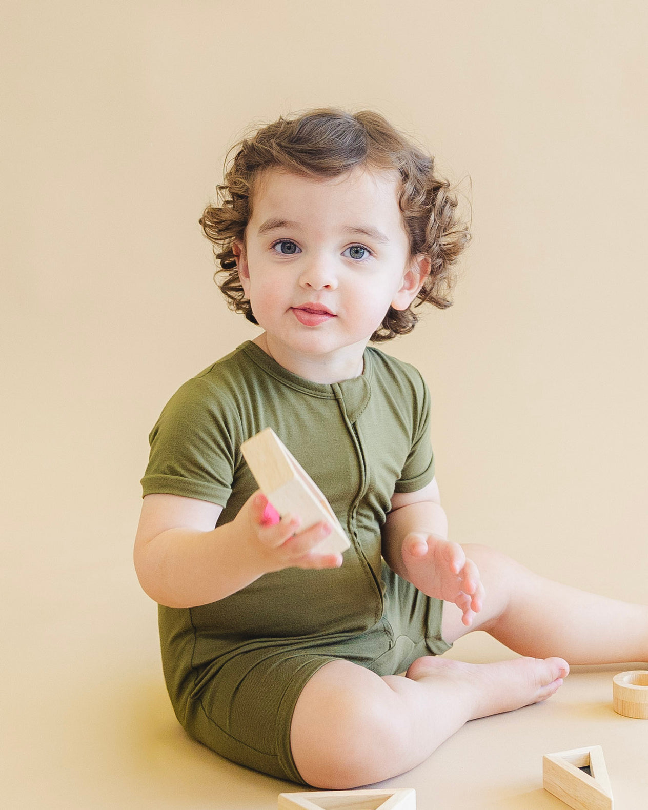 Short Zip Romper in Olive