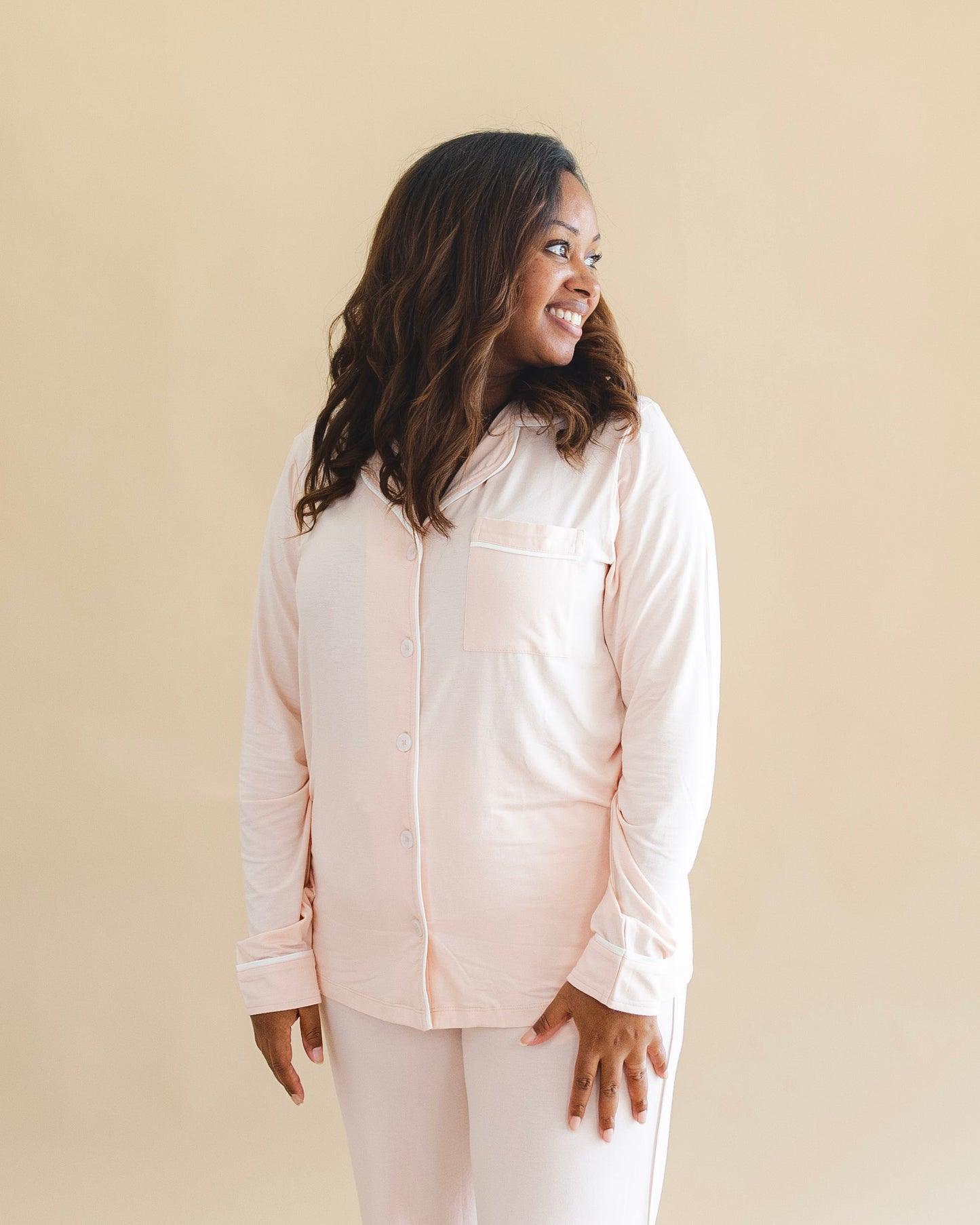 Women's Long Pajama Set in Blush