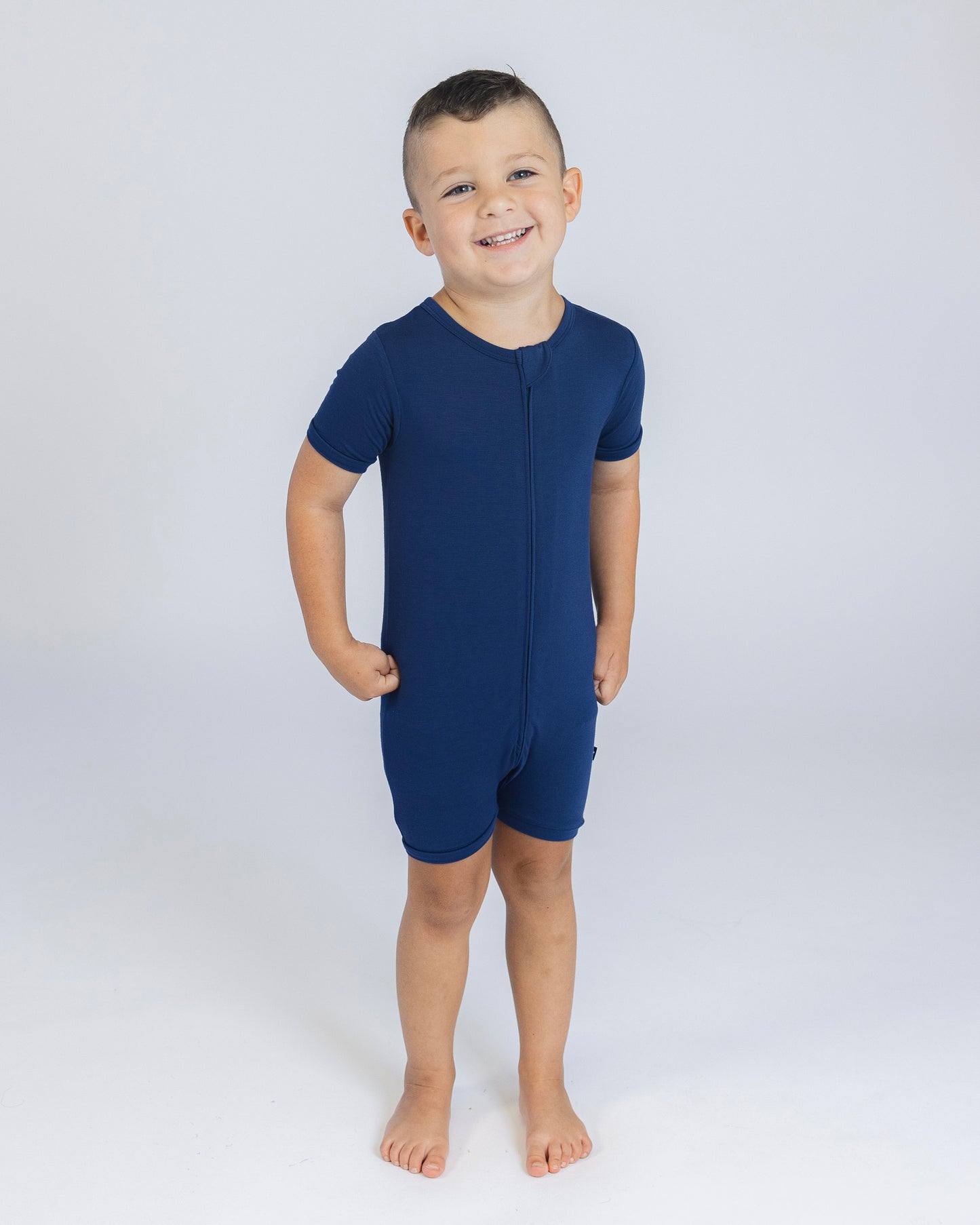 Short Zip Romper in Larkspur