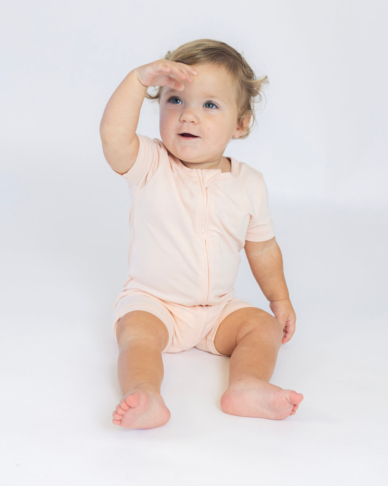 Short Zip Romper in Blush