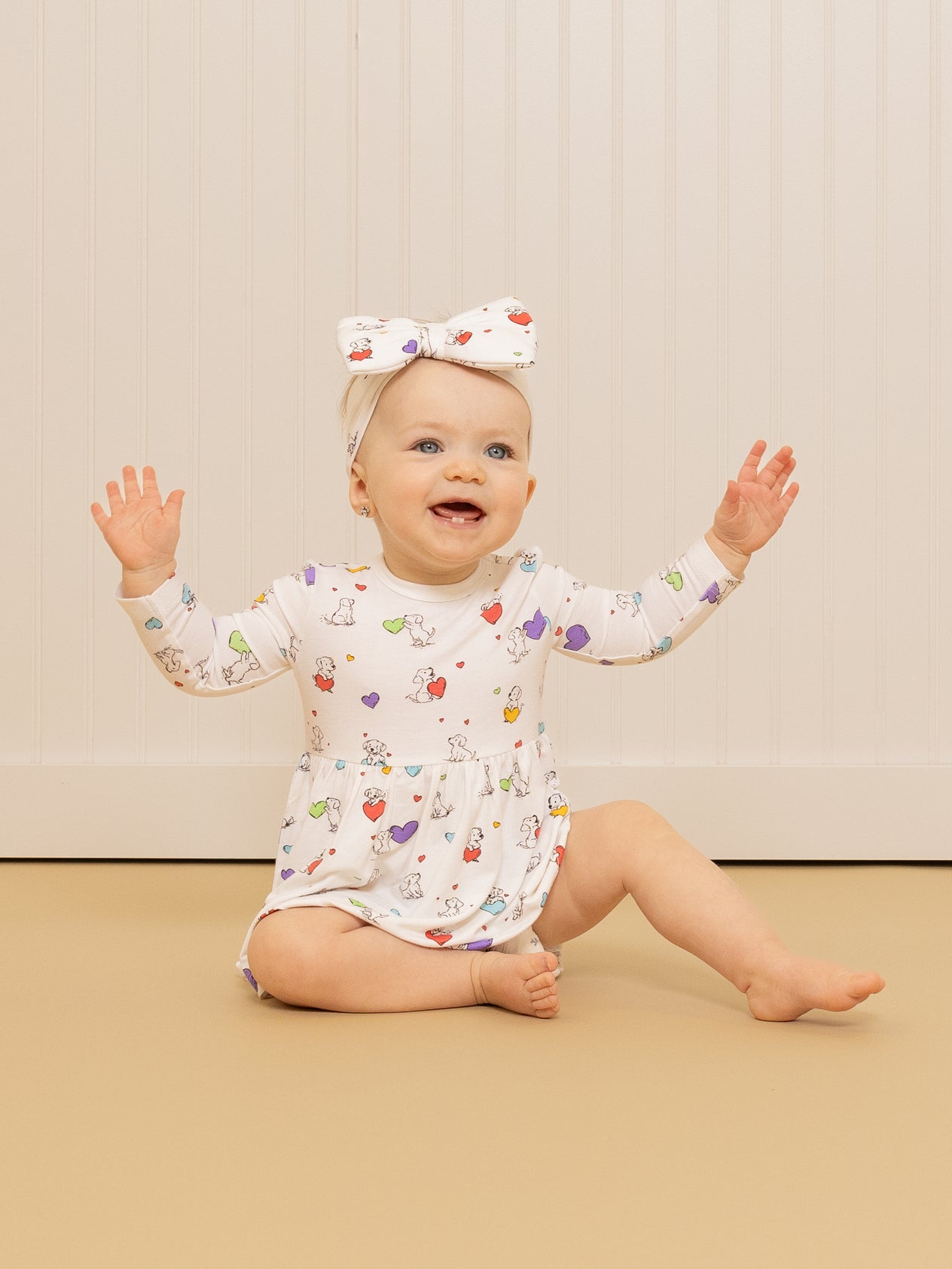 Long Sleeve Twirl Dress in Puppy Love