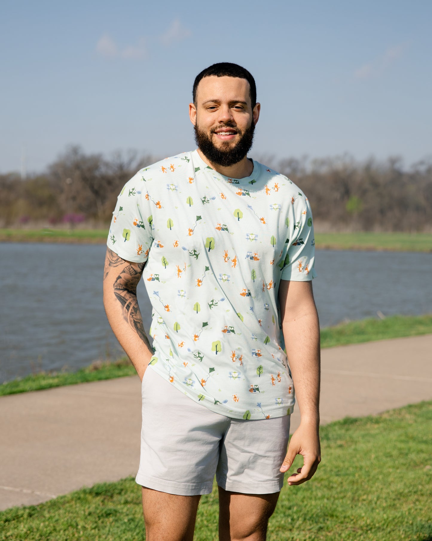 Men's Crew Neck Tee in Forest Fun Day